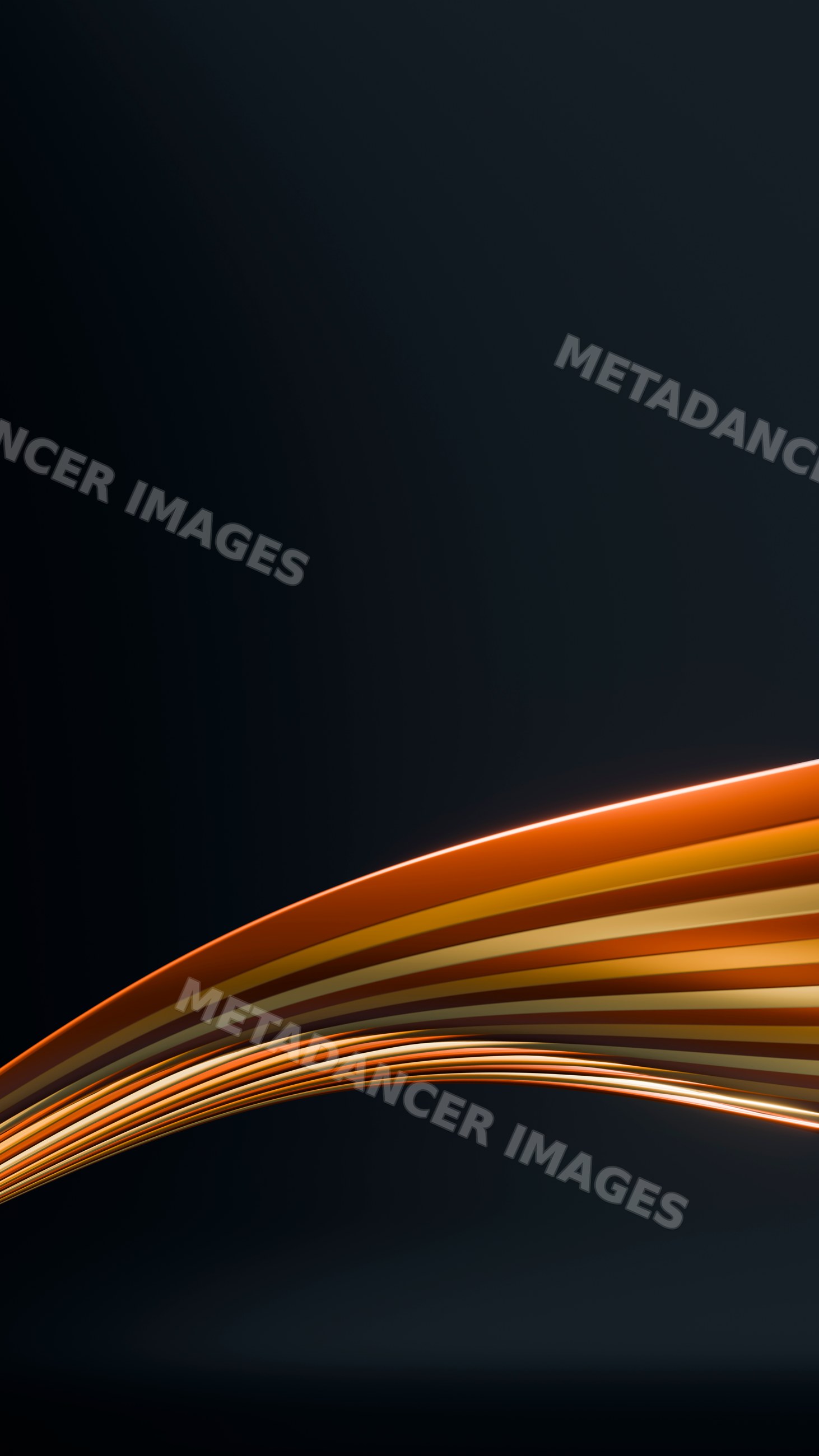Abstract flowing orange and yellow ribbon wave digital illustration
