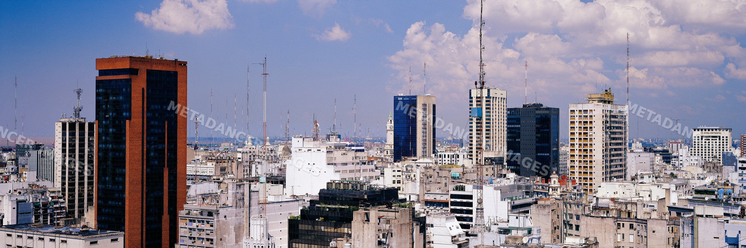 Skyline of buenos aires cityscape with high-rise buildings and antenna