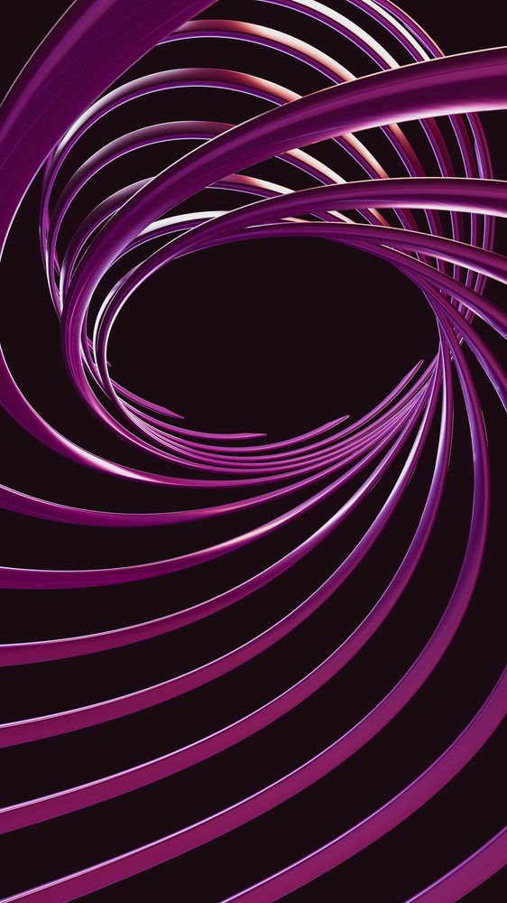 Abstract digital illustration of twisting purple spiral curves
