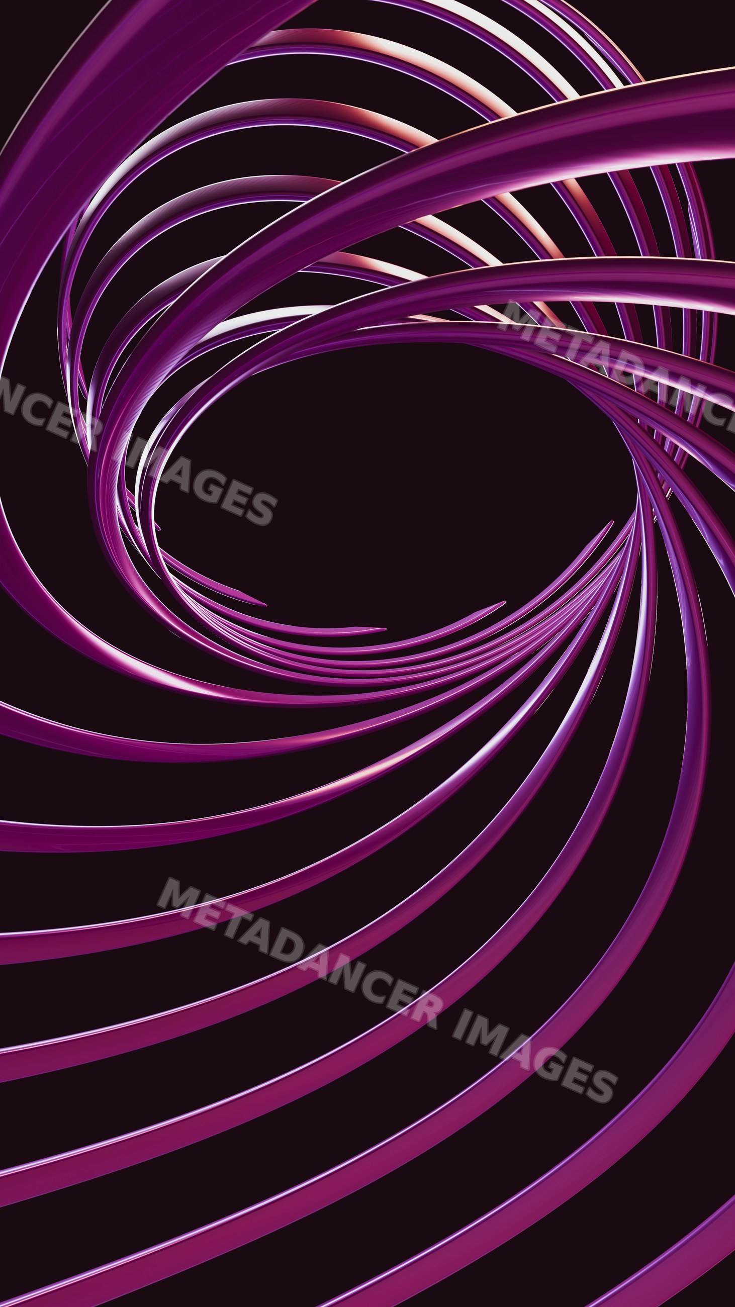 Abstract digital illustration of twisting purple spiral curves