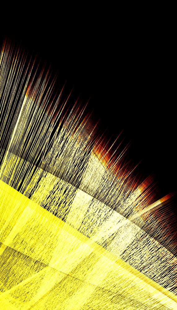 Abstract yellow strands form a dynamic linear pattern on black