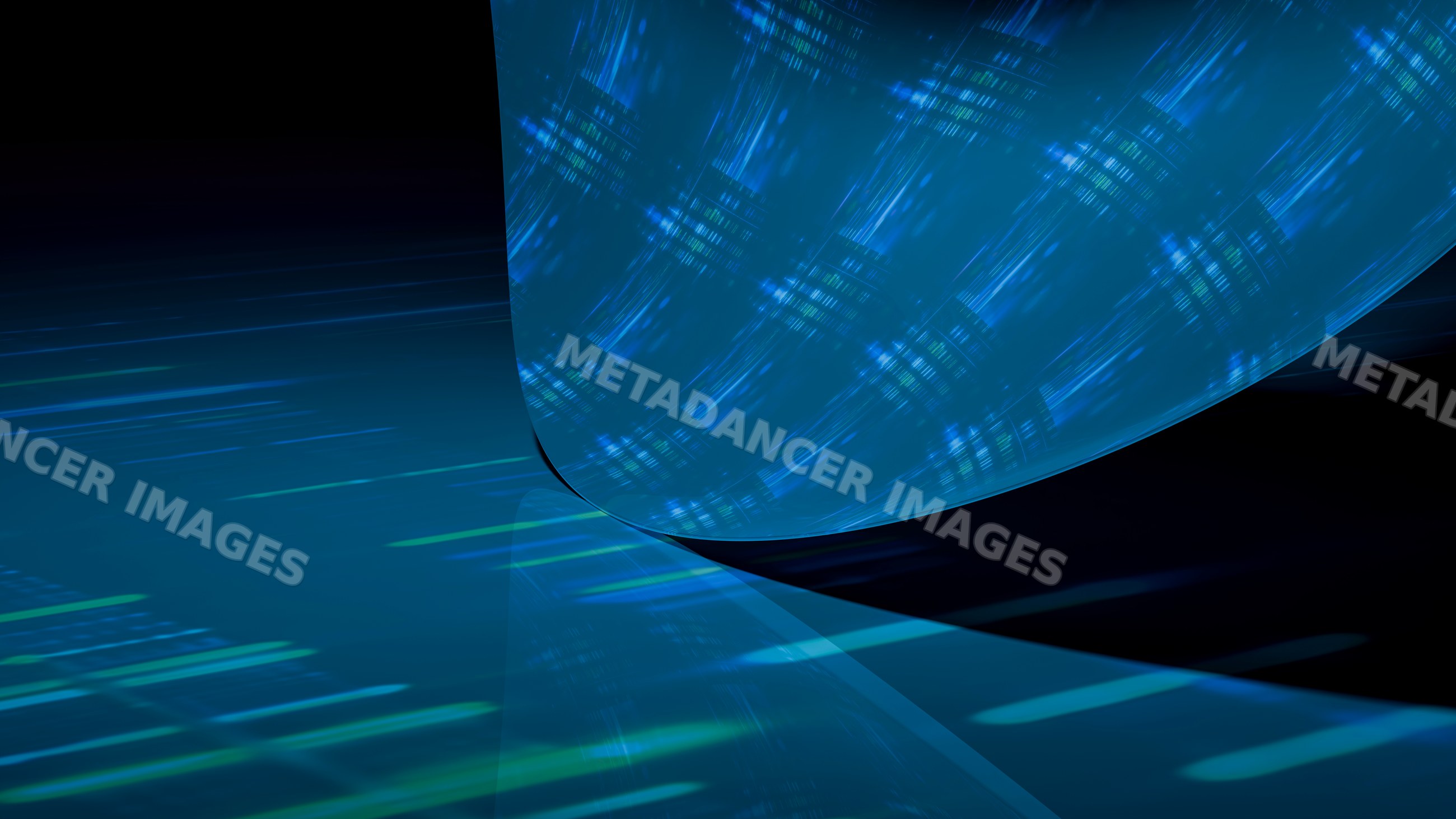 Abstract blue digital curved light pattern with technological design