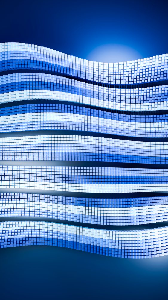 Abstract blue digital cubes forming dynamic wave patterns