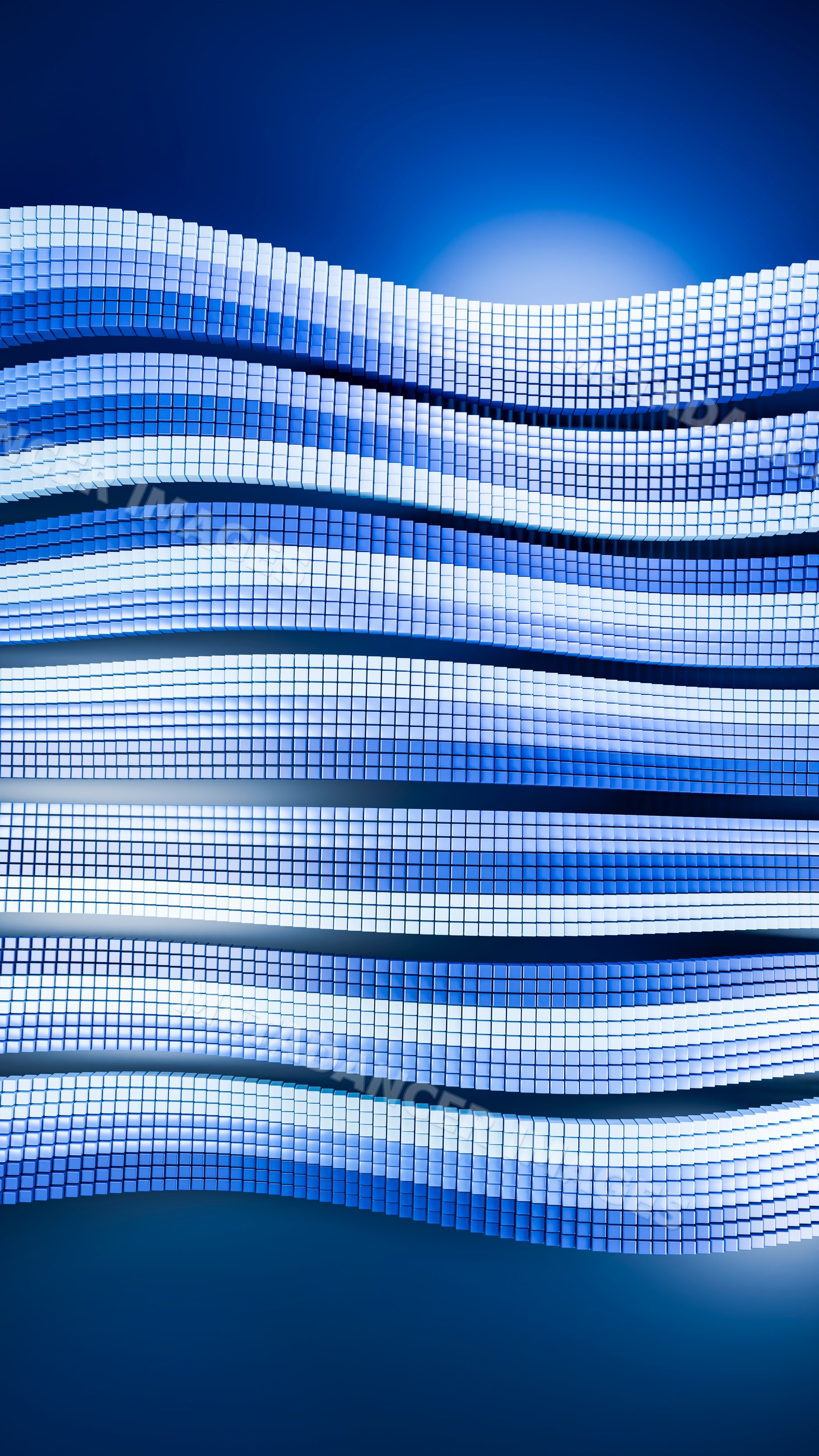 Abstract blue digital cubes forming dynamic wave patterns
