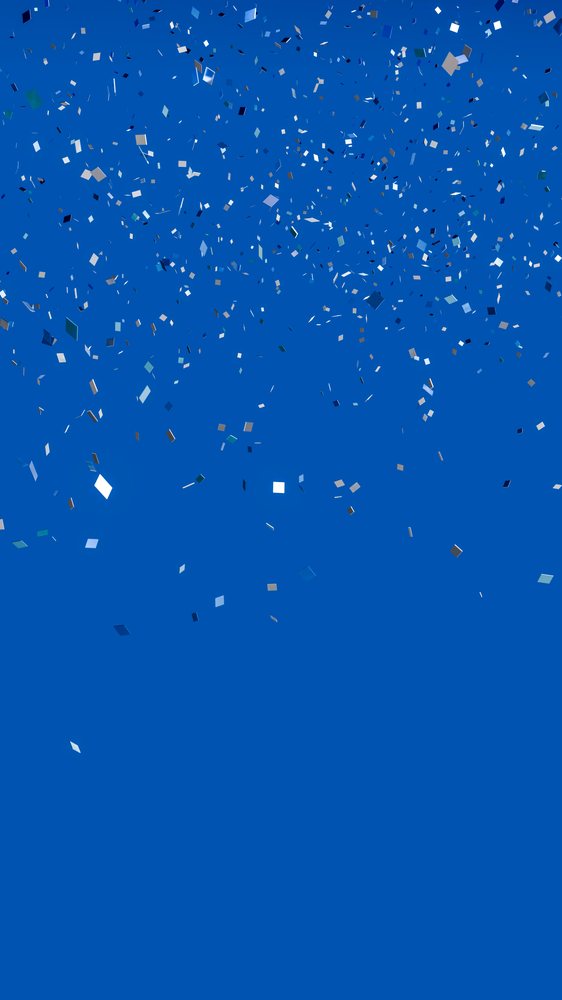 Colorful confetti falling on blue background for celebration