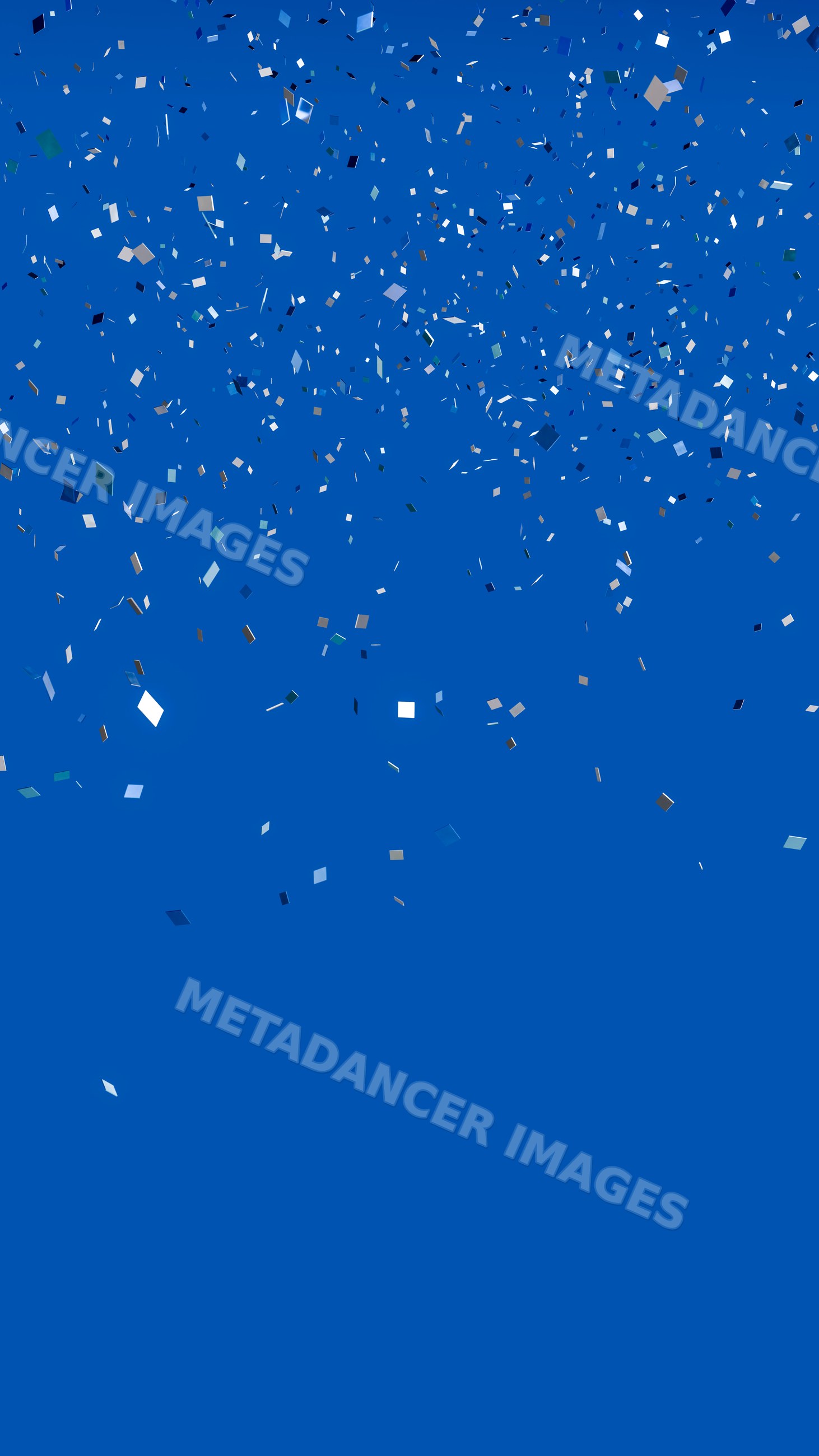 Colorful confetti falling on blue background for celebration
