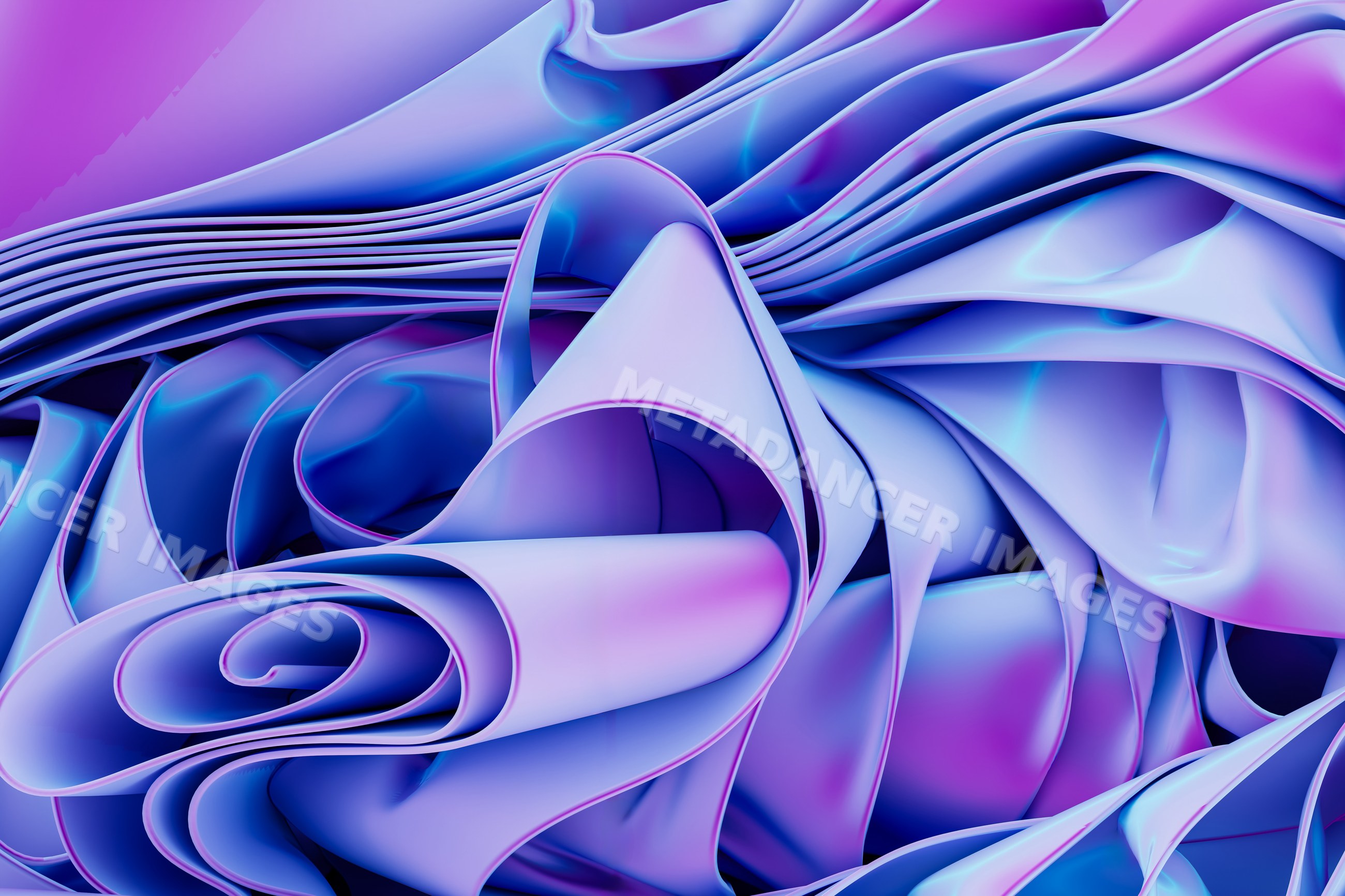 Abstract 3d digital render of smooth folded shapes