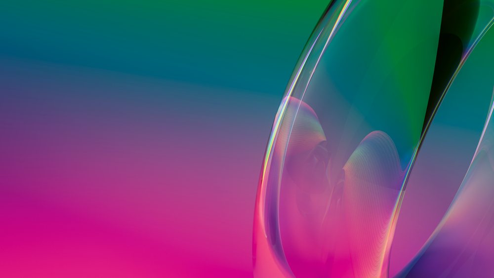 Abstract colorful curved glass shapes with gradient background