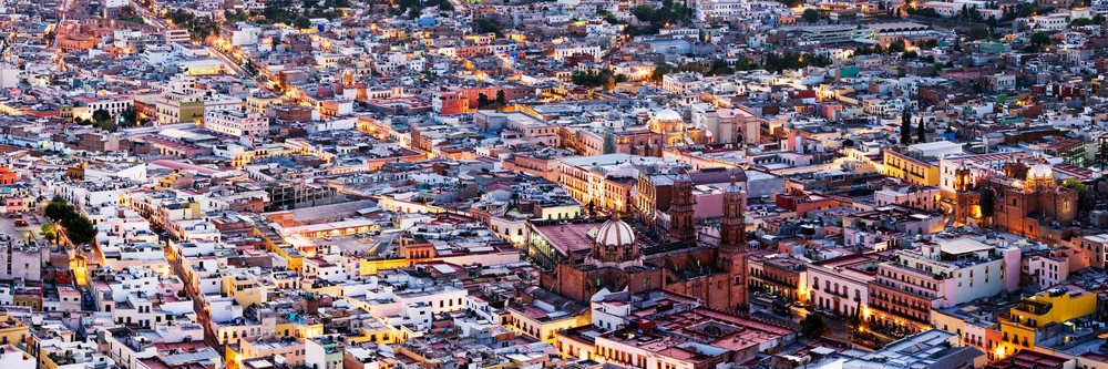 Panoramic aerial view of zacatecas cityscape