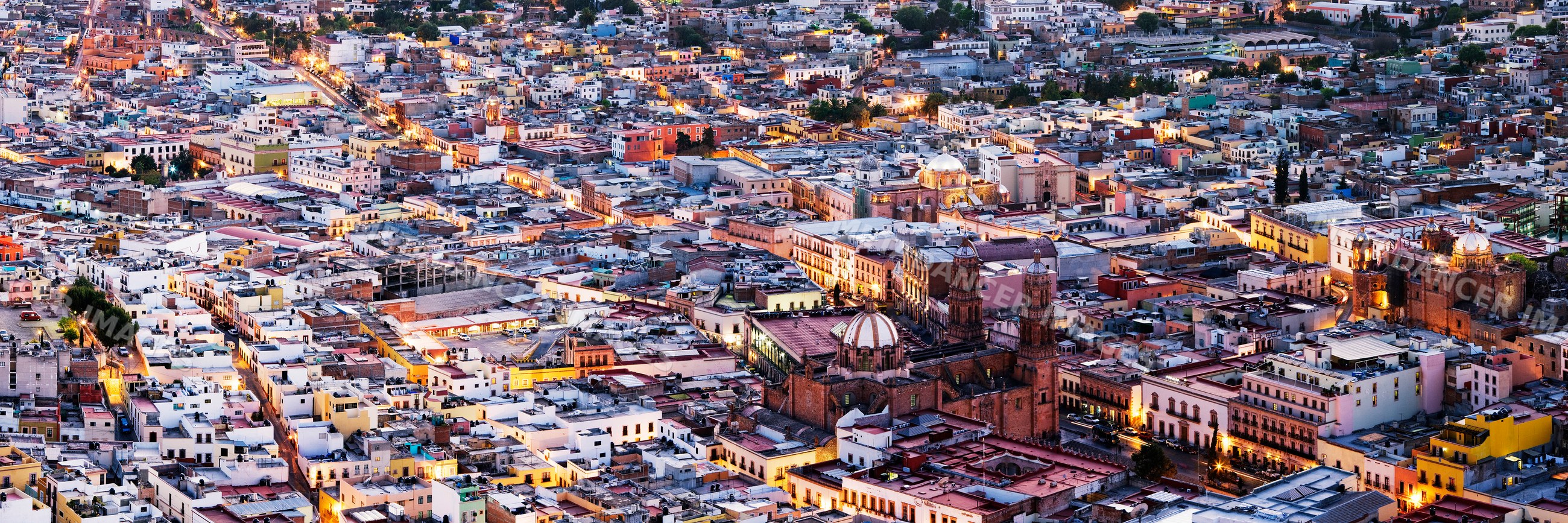 Panoramic aerial view of zacatecas cityscape