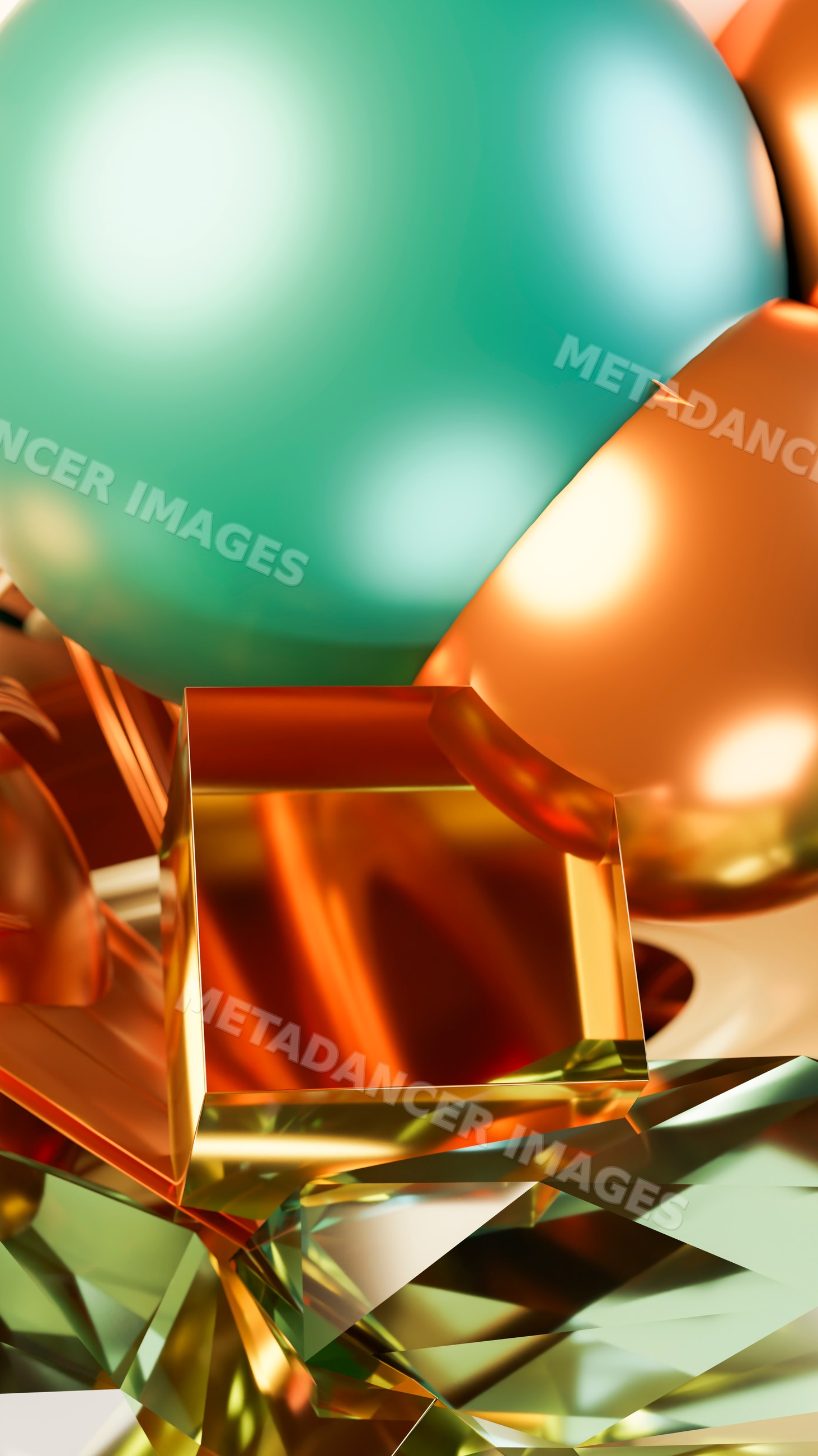 Abstract metallic and glossy 3d geometric shapes illustration