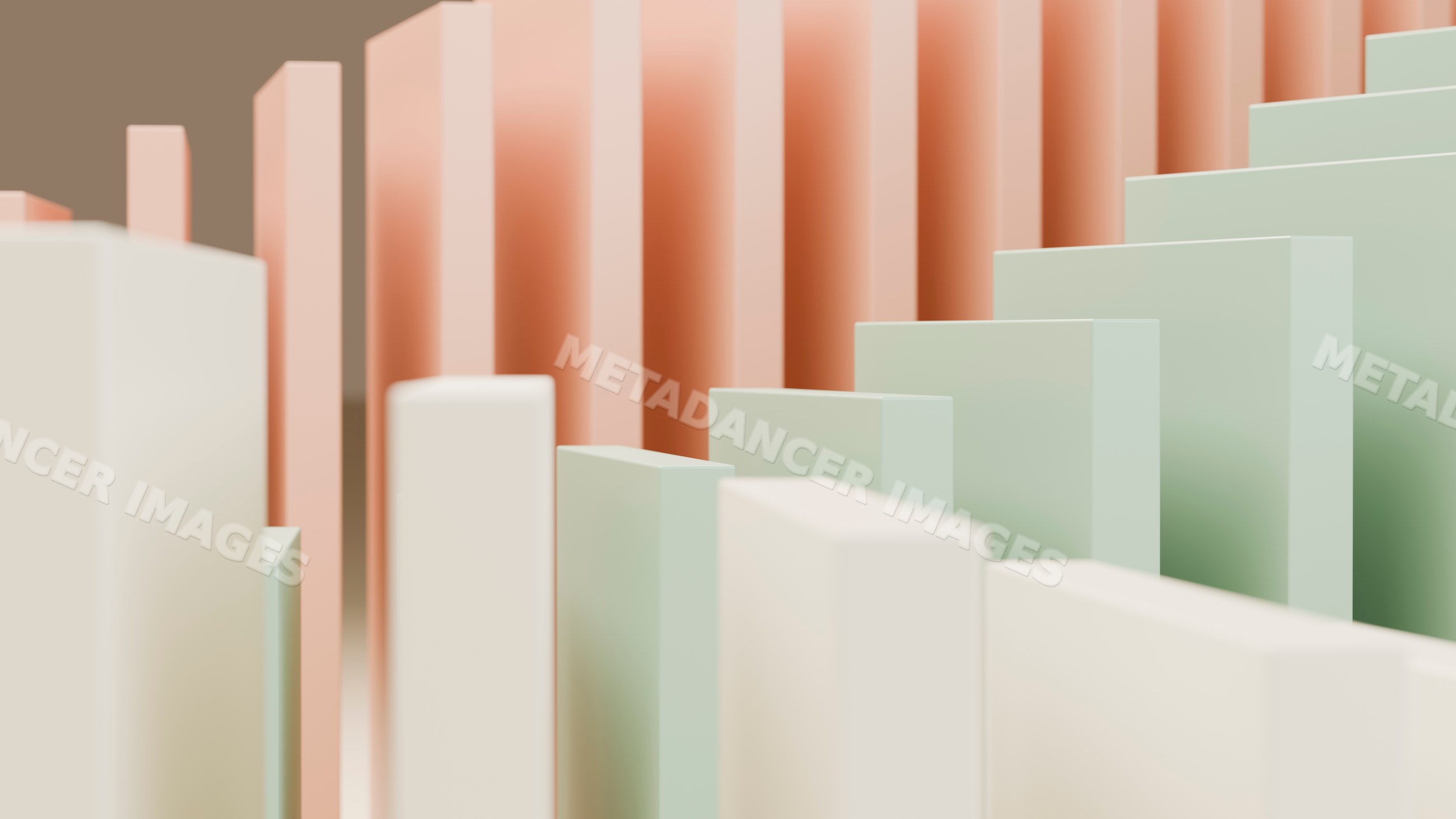 Abstract 3d rectangular blocks digital illustration with pastel colors