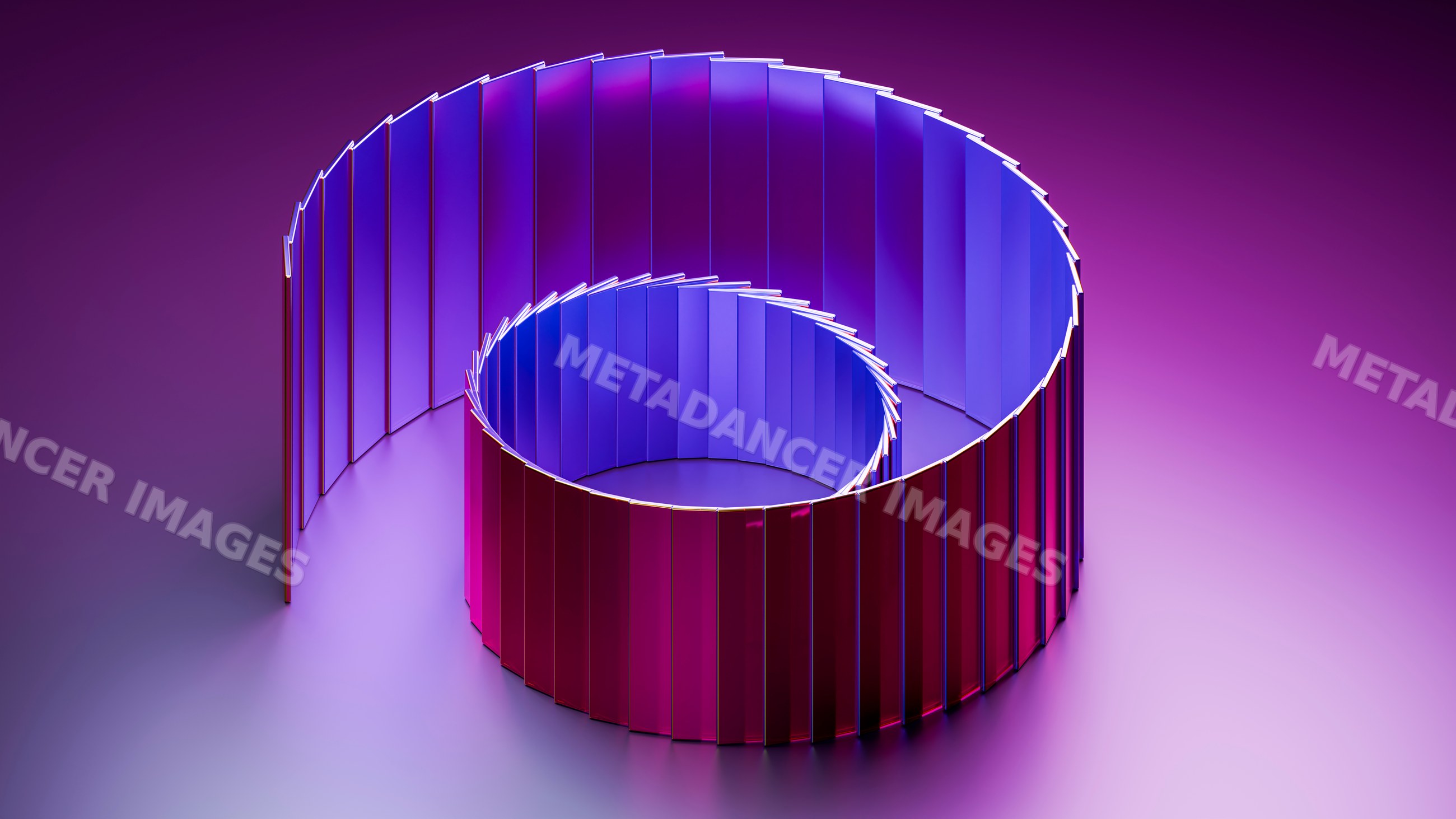 Abstract 3d illustration of a spiral reflective structure