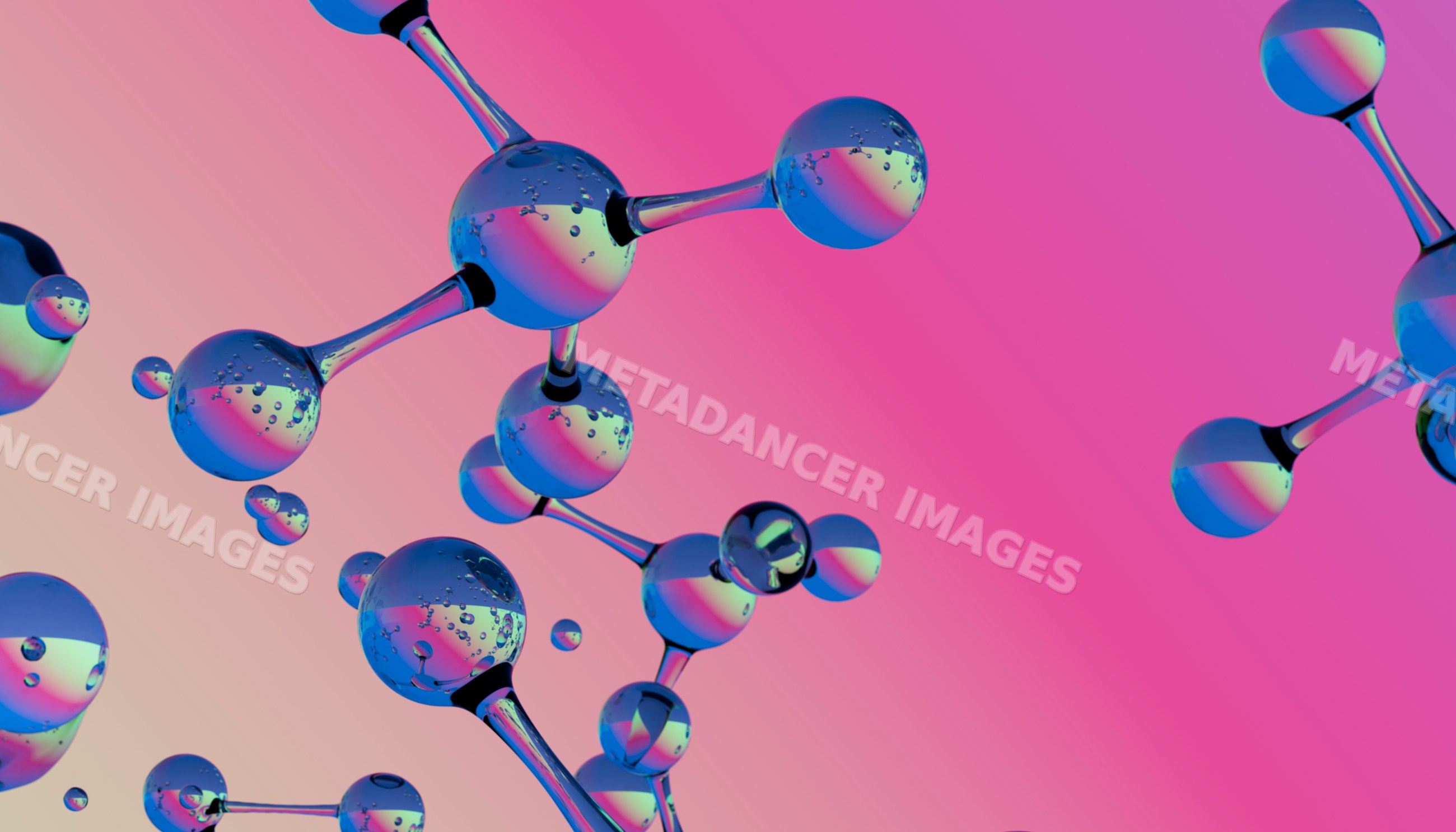 Molecules connected by chemical bonds in 3d scientific illustration