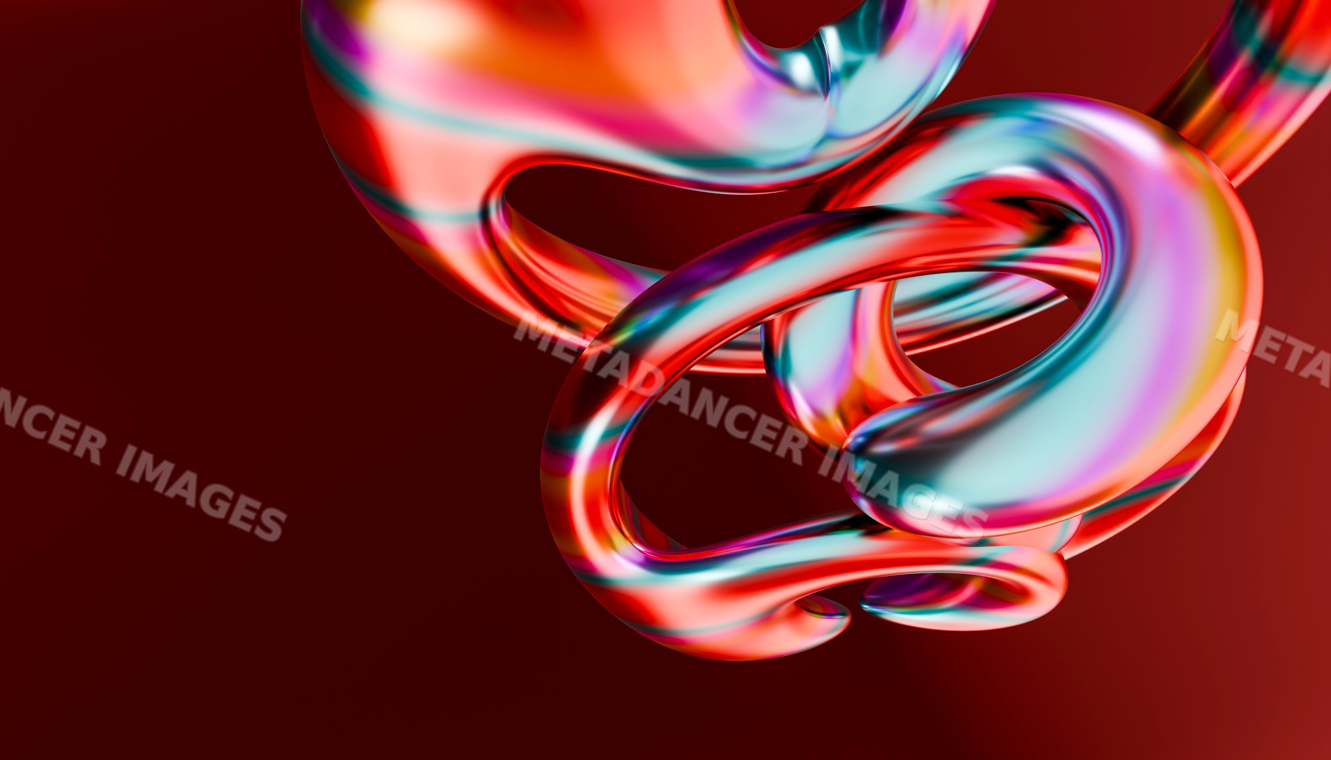 Abstract twisting colorful 3d shapes with glossy surface