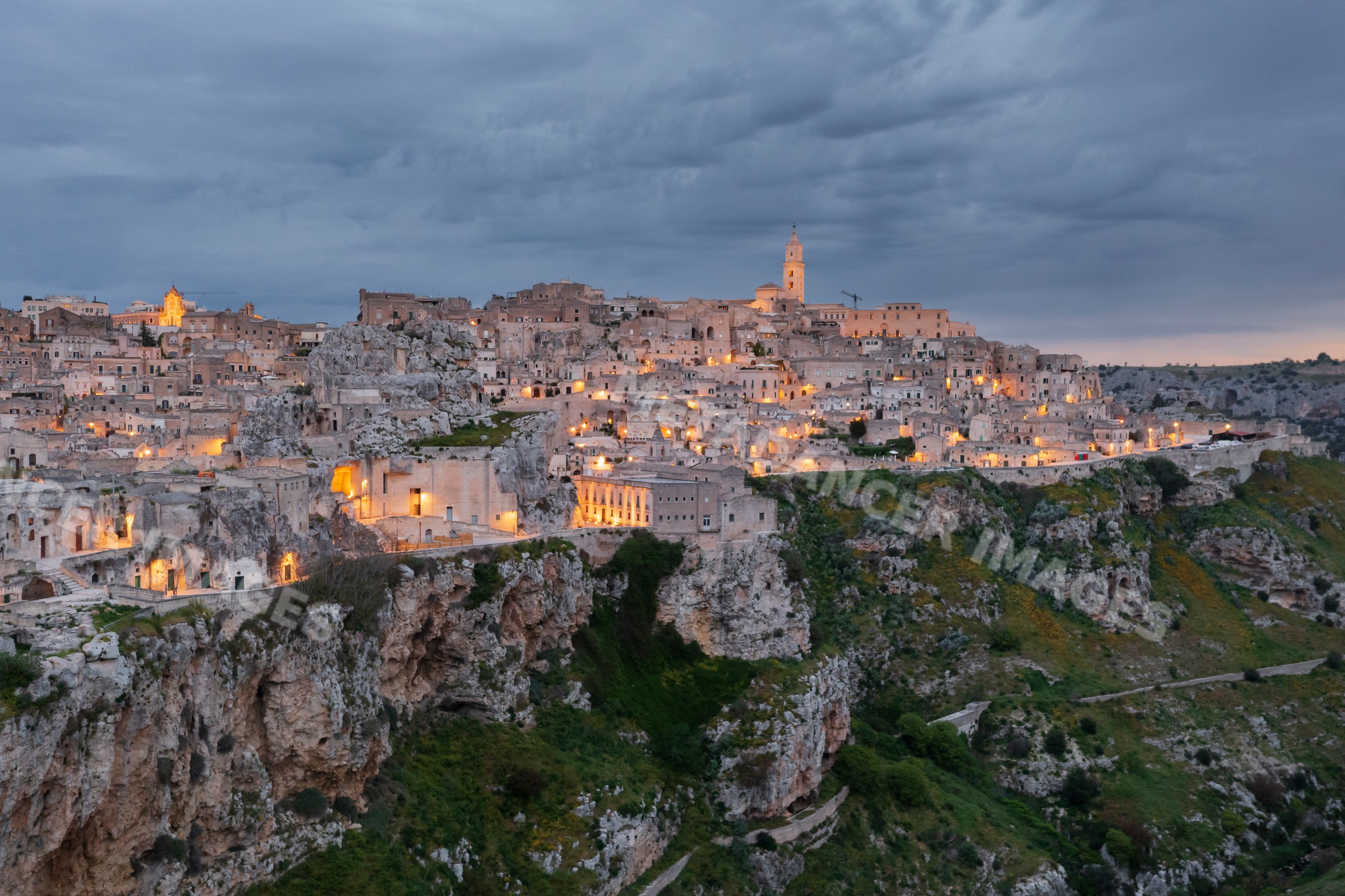 Sasso Caveoso historic district of matera at Dawn in Italy