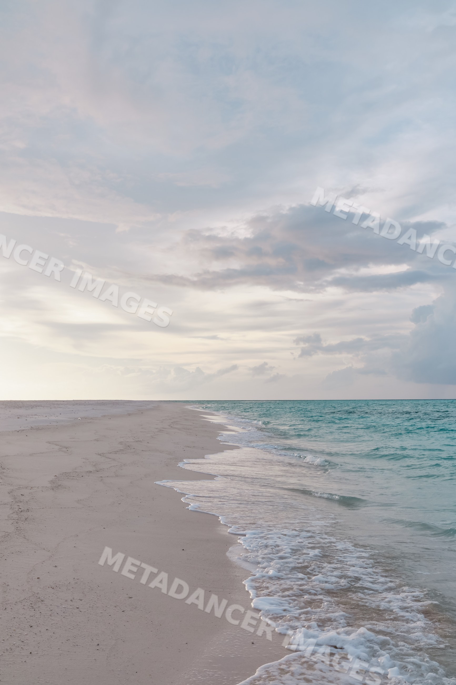 A tranquil beach shoreline with gentle waves in a beach