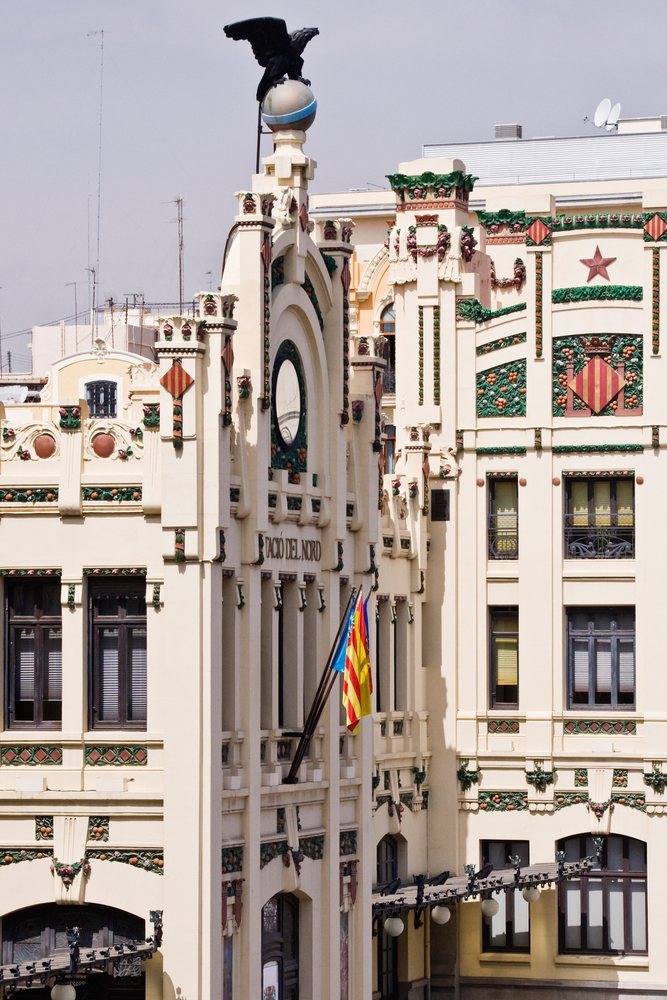 Facade of palacio del nord train station Spain