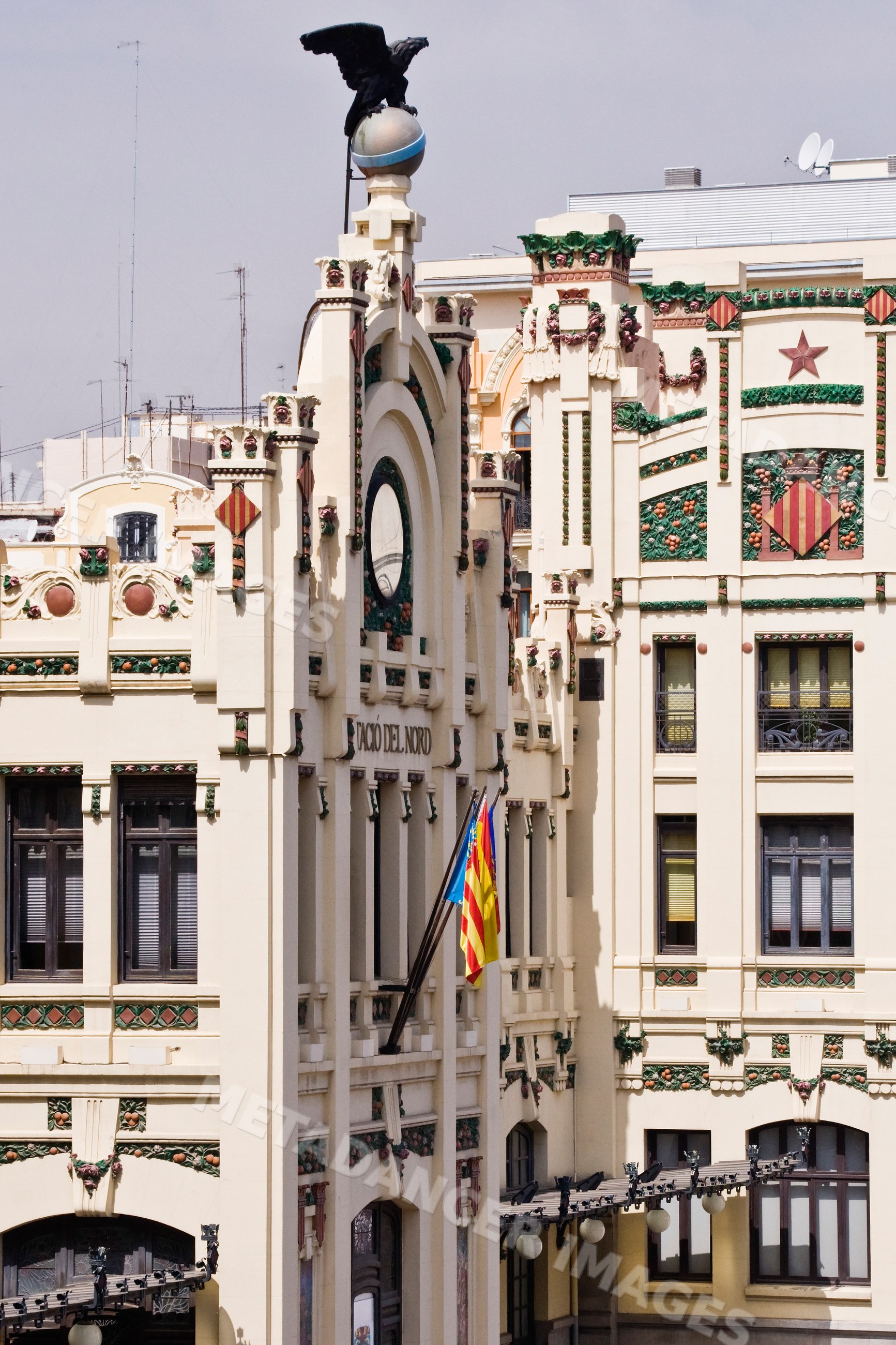 Facade of palacio del nord train station Spain