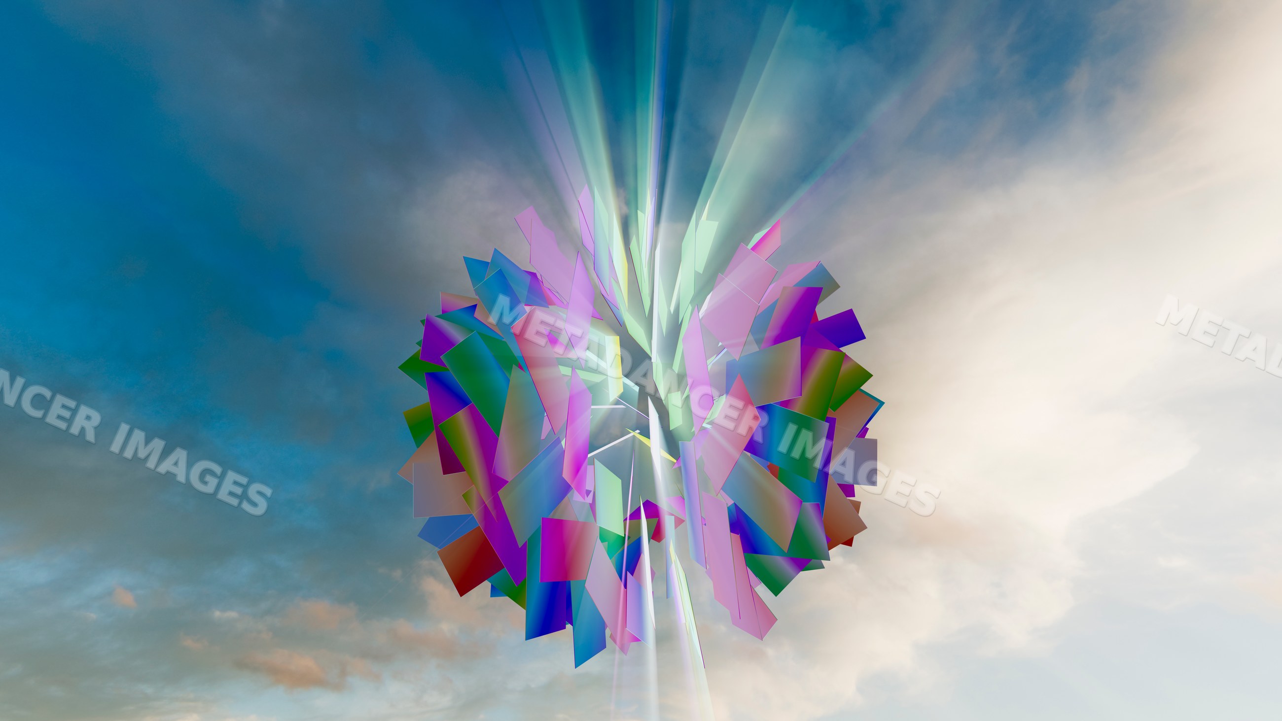 Colorful abstract digital sculpture with geometric shapes