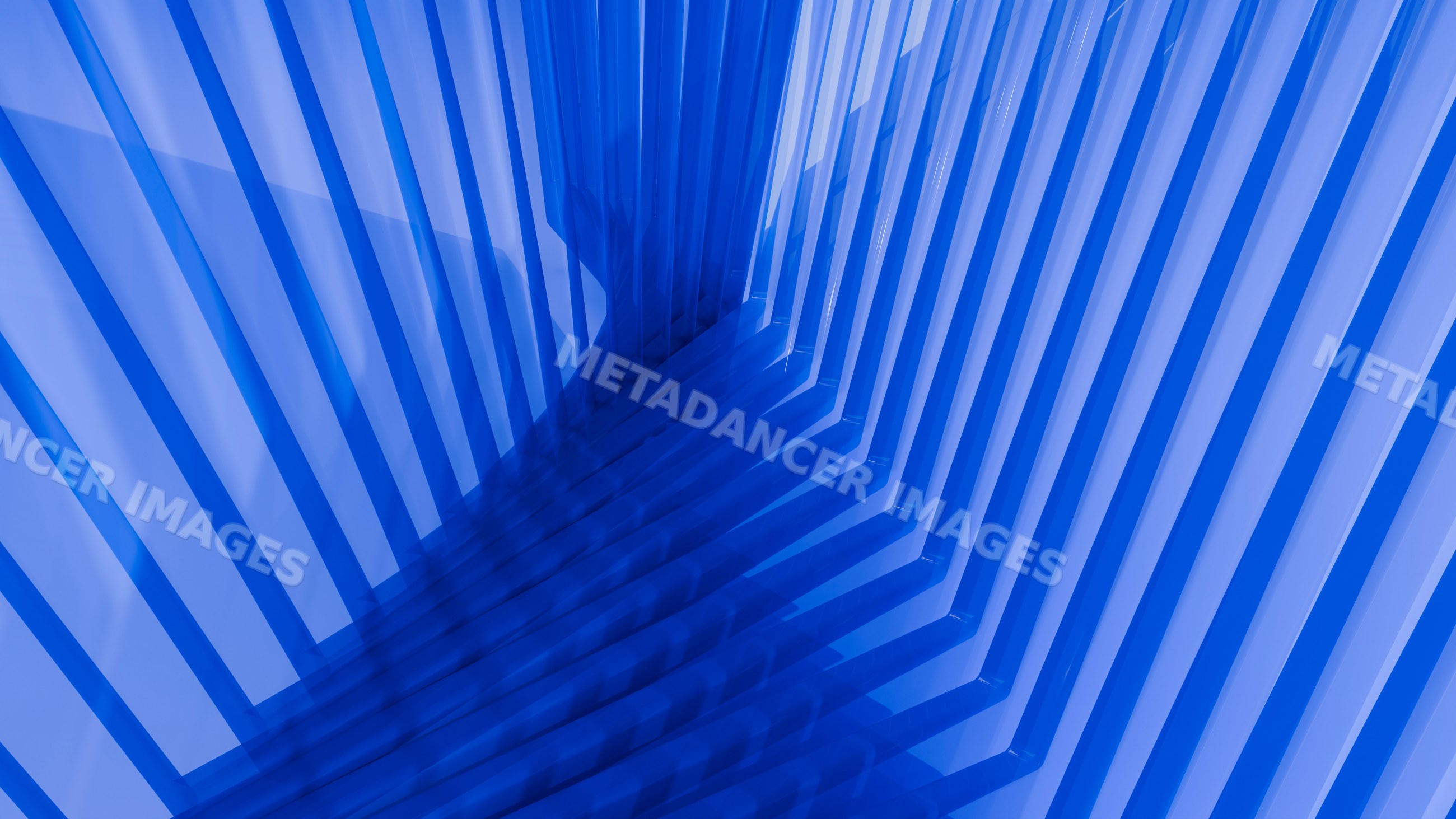 Abstract blue geometric pattern with angled lines and shadows
