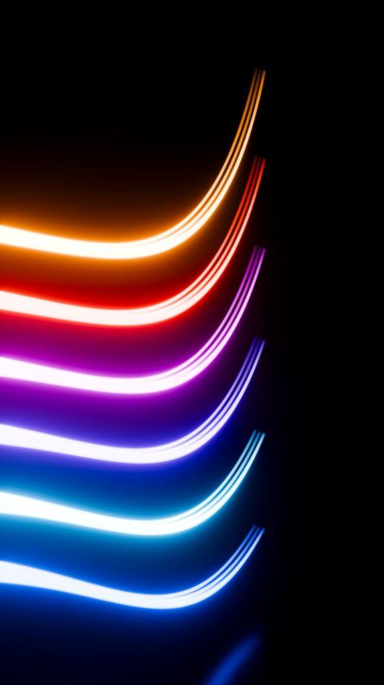 Curved colorful light trails in abstract digital art