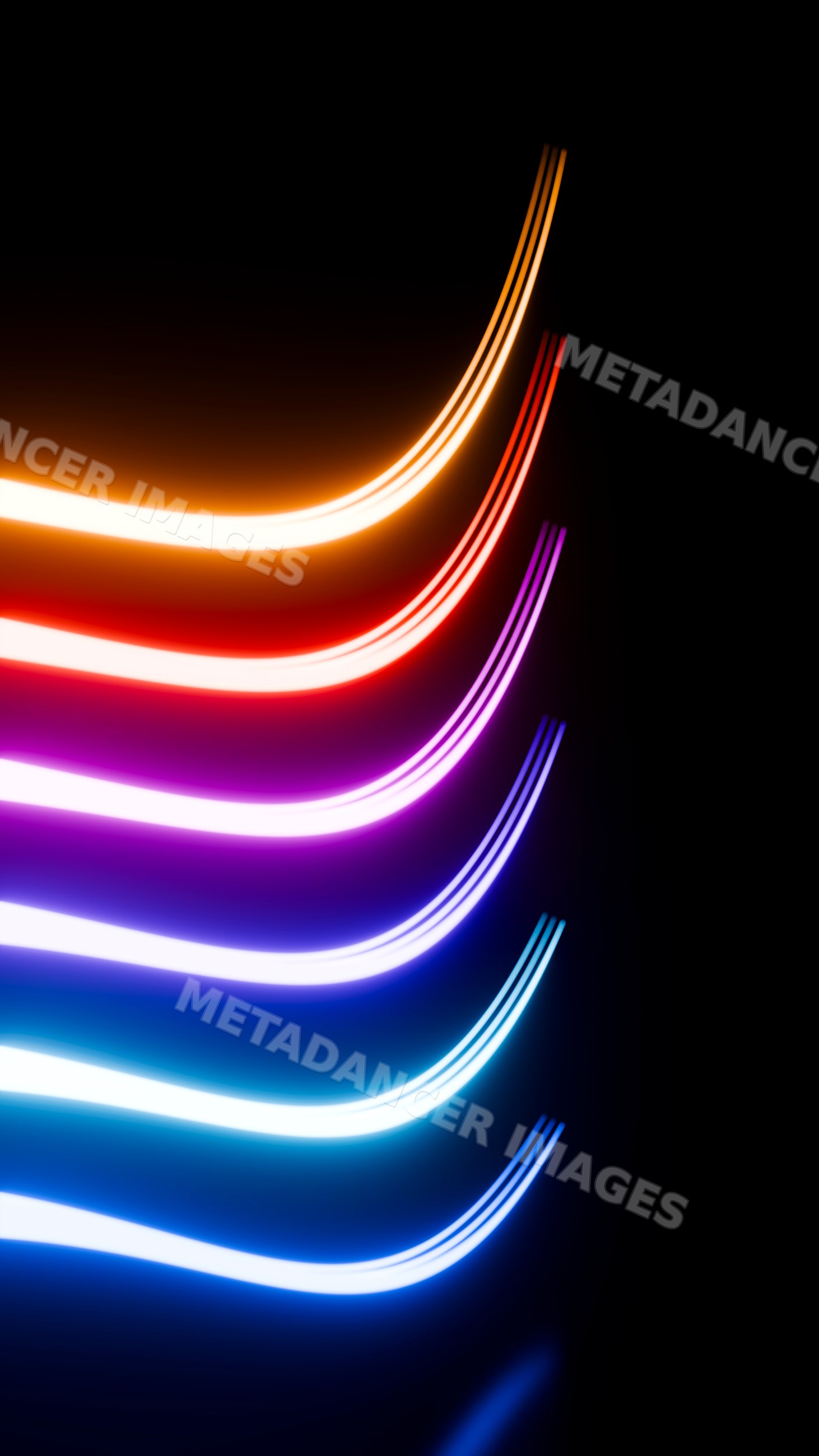 Curved colorful light trails in abstract digital art