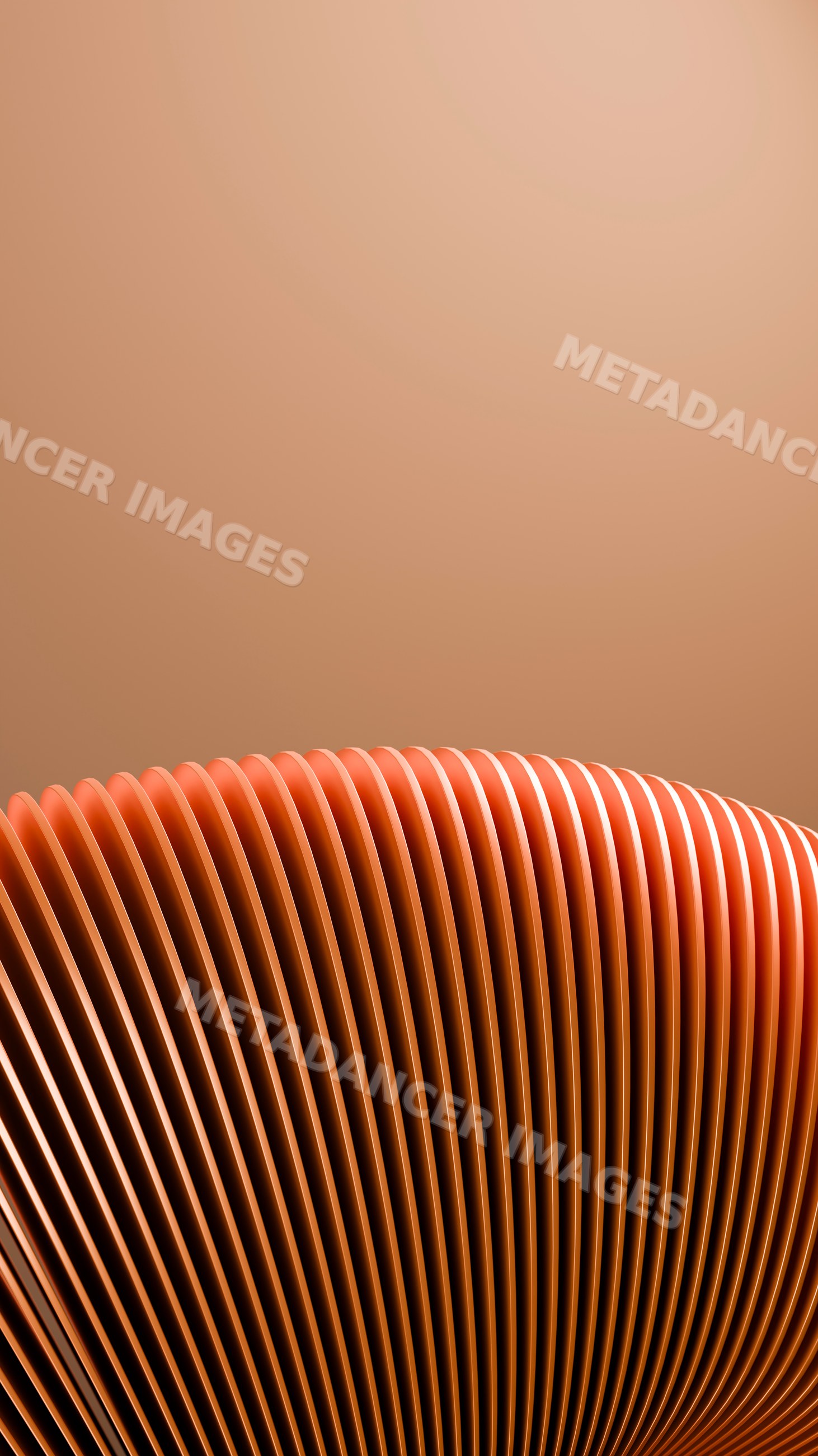 Orange abstract curved fins pattern close-up illustration