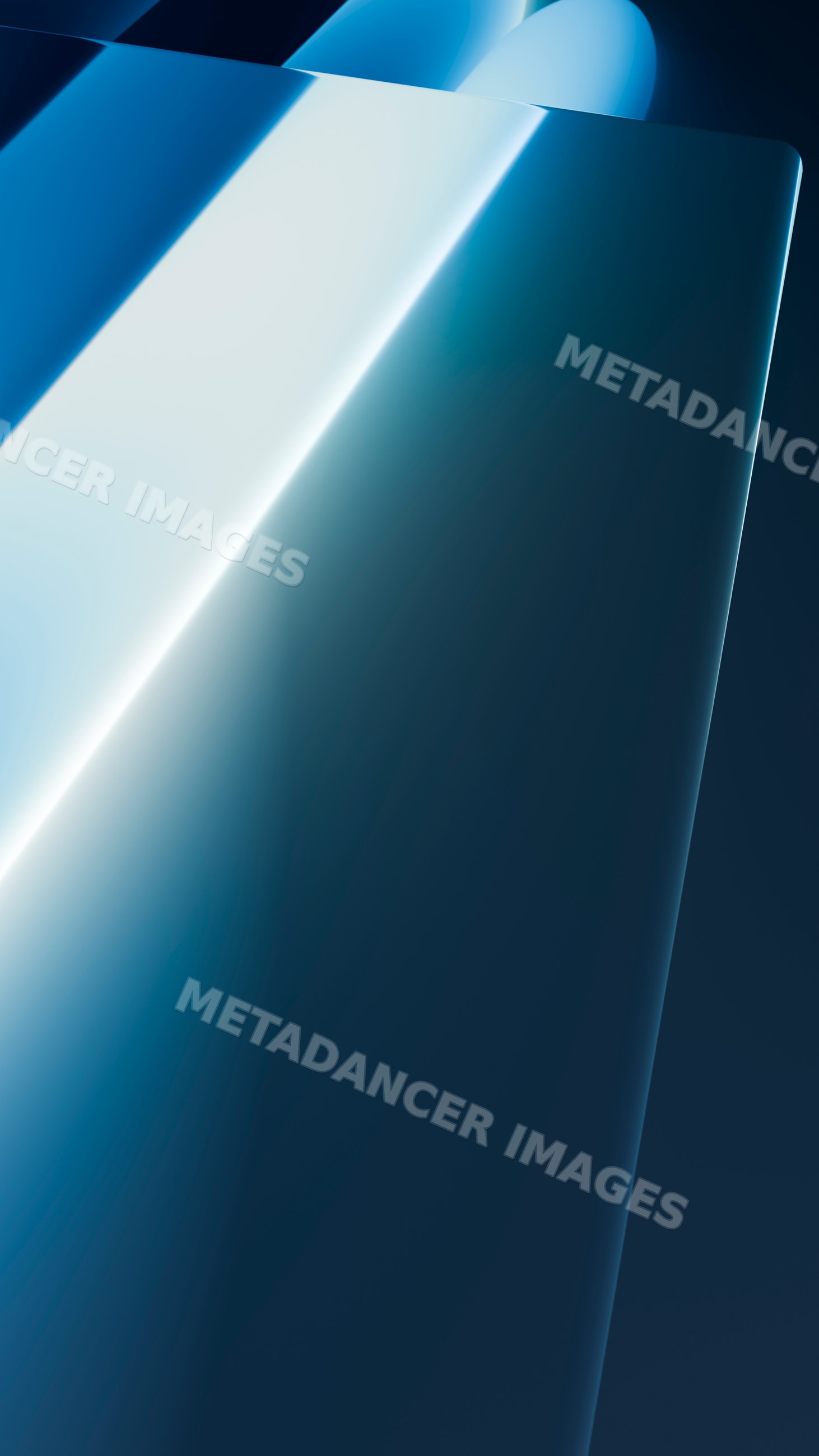 Abstract blue glass surfaces with light reflections