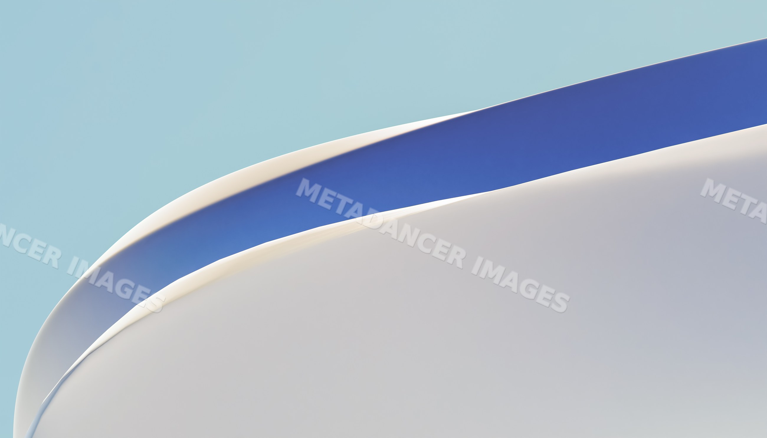 Abstract render of smooth white and blue curved shapes