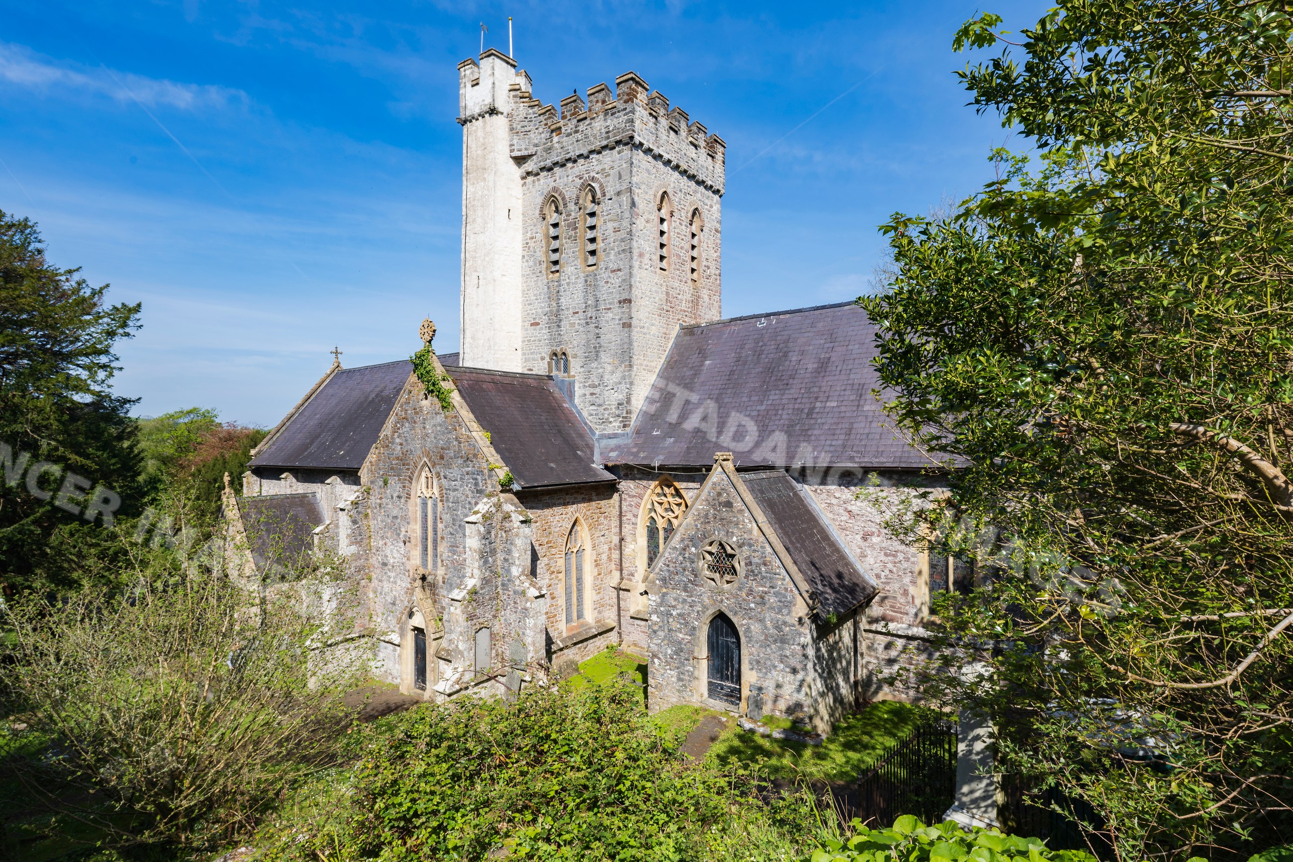 St Martin's Church historic stone building in laugharne Wales