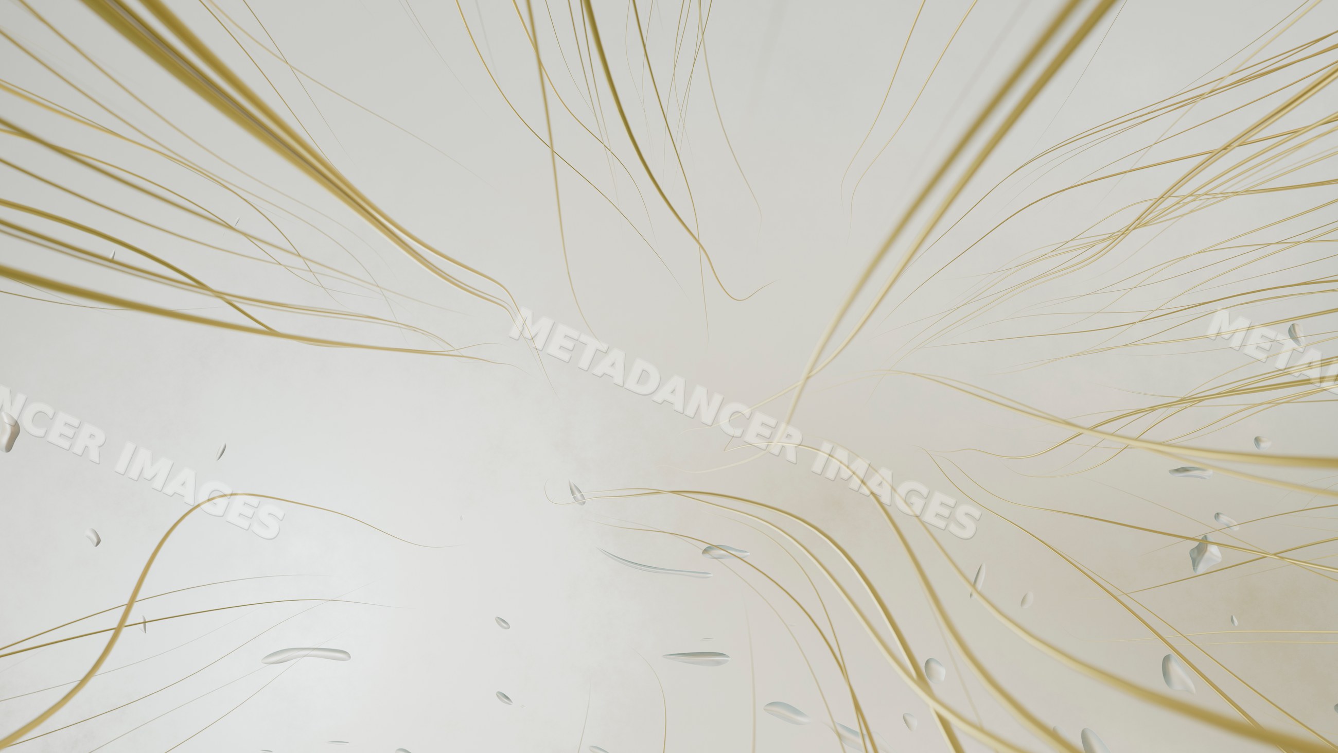 Close-up of floating blond hair strands showing hair damage