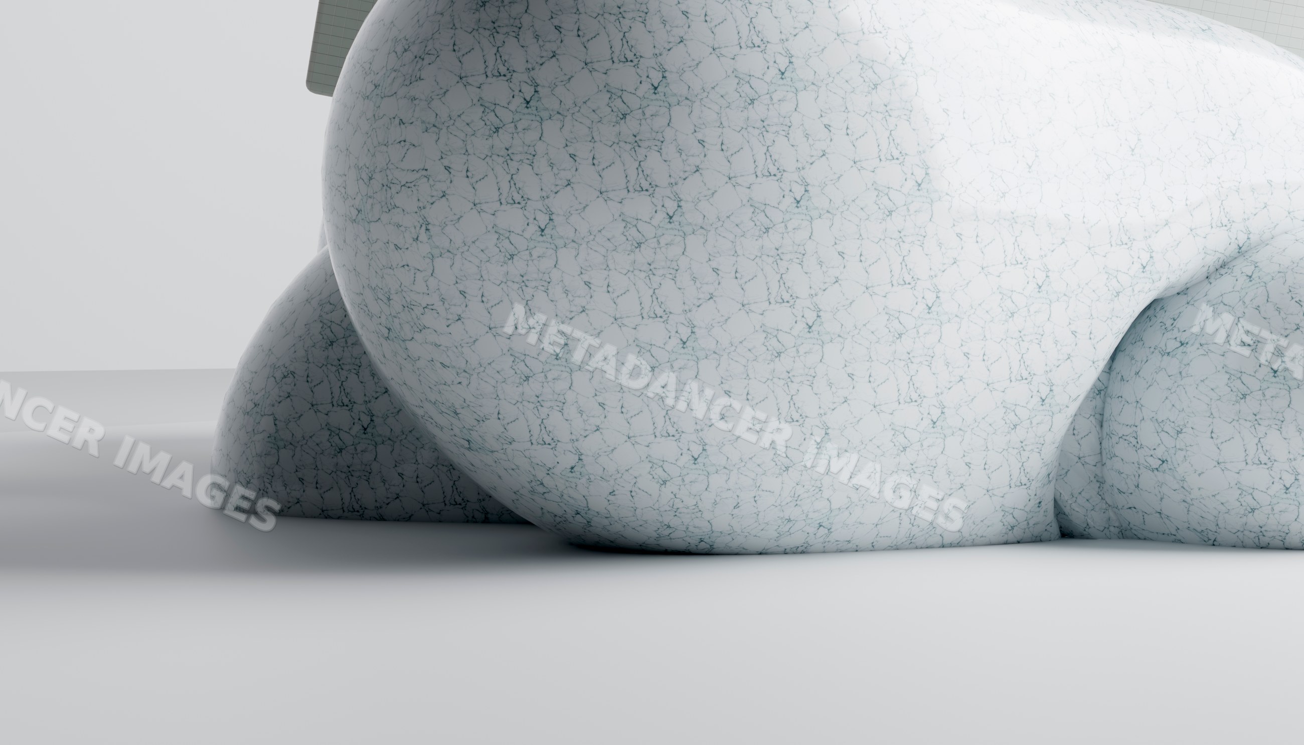 A 3d rendering of a cracked white textured abstract shape with smooth