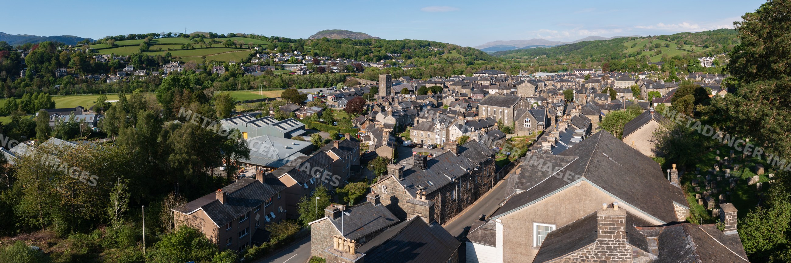 Aerial view of the town of Dolgellau in gwynedd, Wales