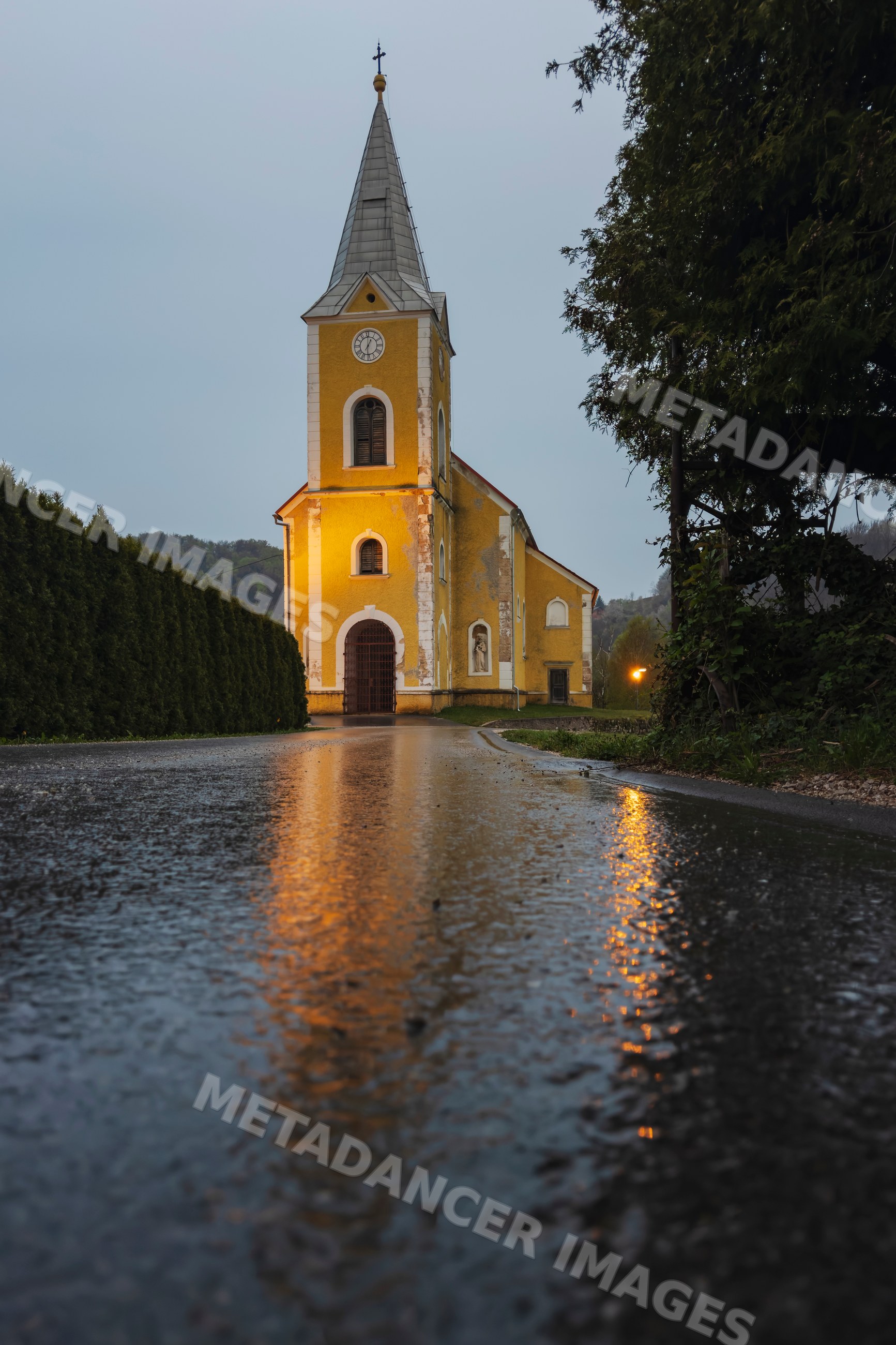 Church of St Valentine with clock tower in žusem, Slovenia