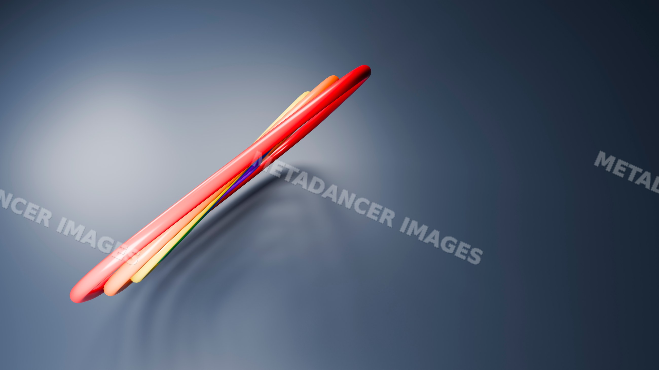 Colorful abstract curved tubes with glossy finish in digital art