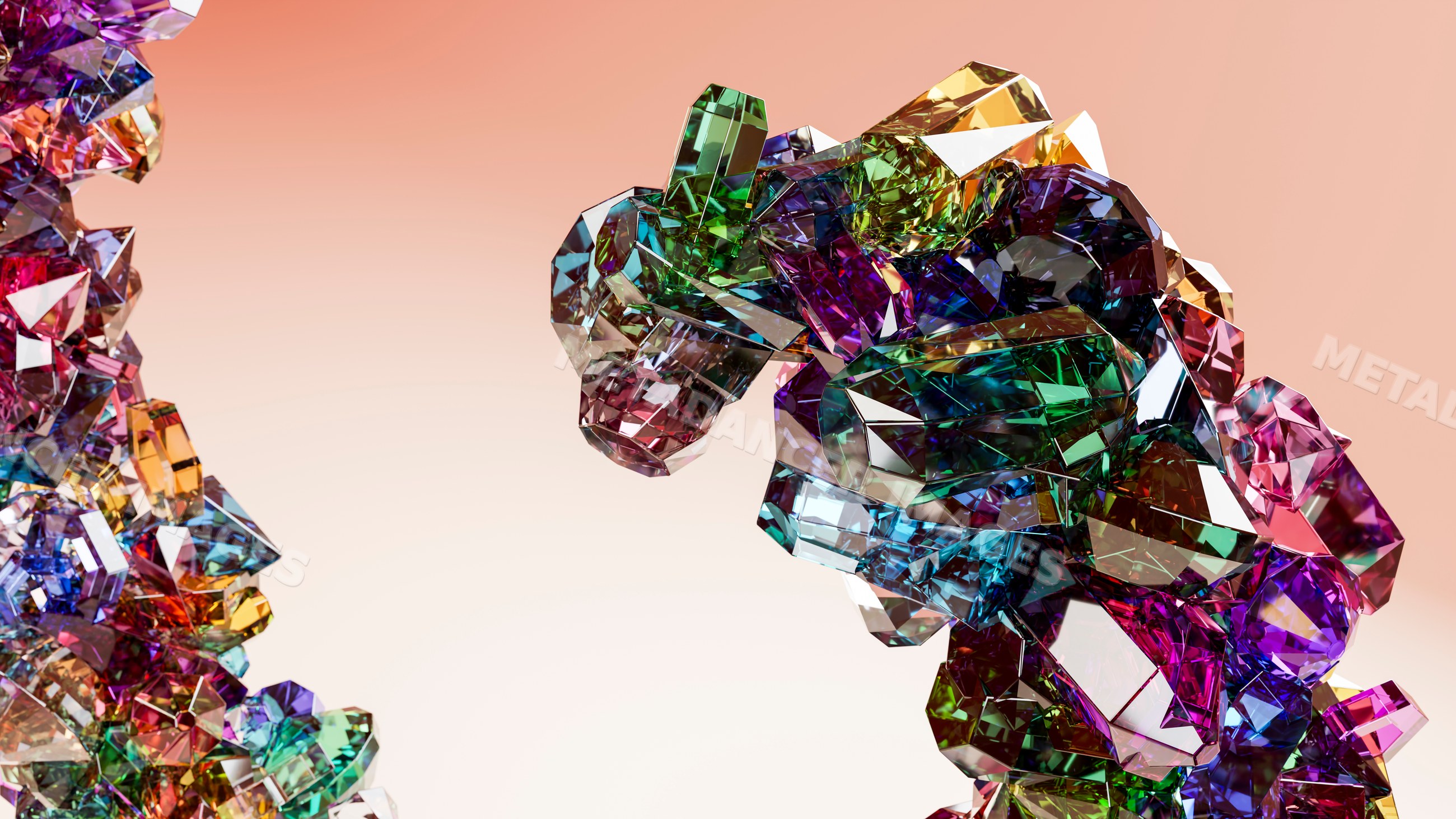 Multicolored crystal clusters with reflective facets