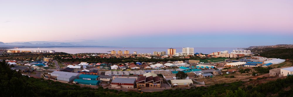 Mossel bay skyline coastal cityscape at twilight south africa