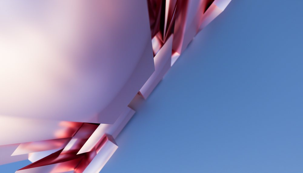 Abstract 3d rendering of smooth curved shapes in pink and purple hues