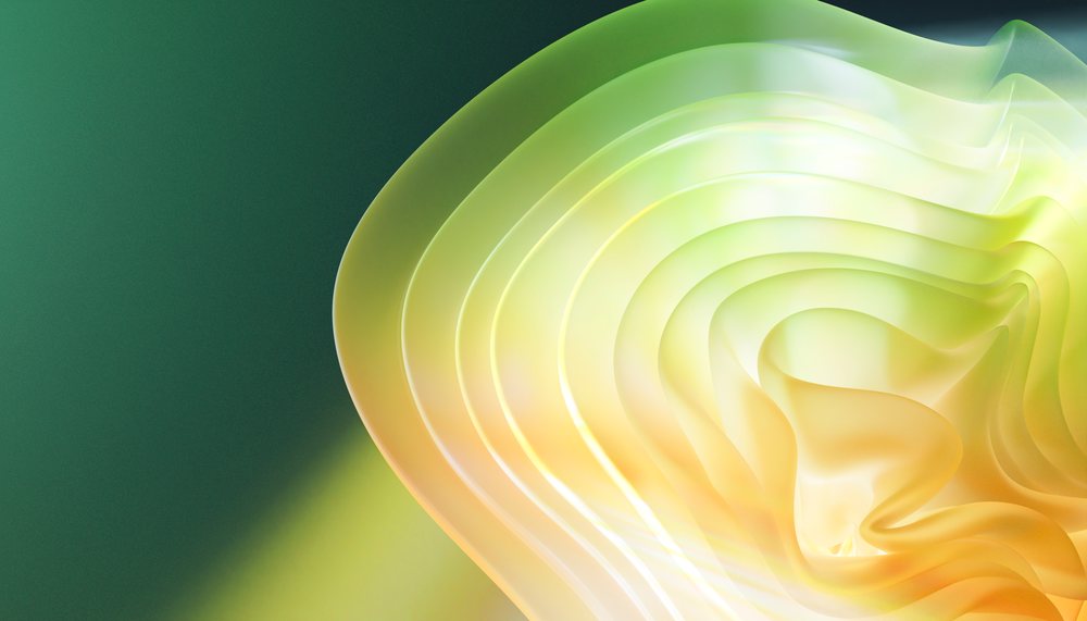 Abstract translucent wave layers with smooth curves and green