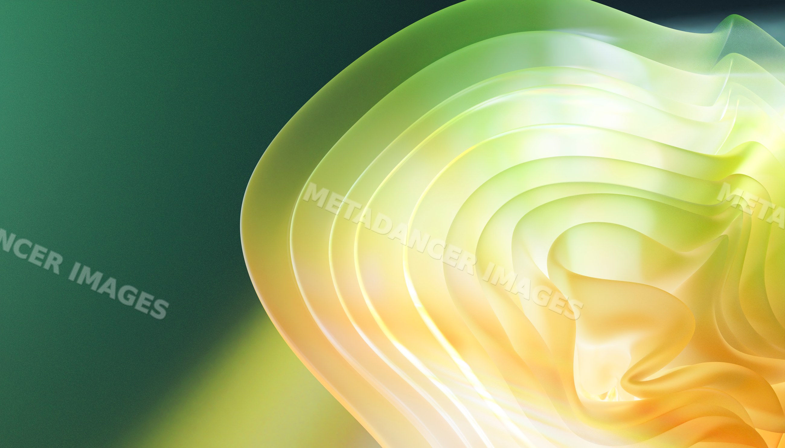 Abstract translucent wave layers with smooth curves and green