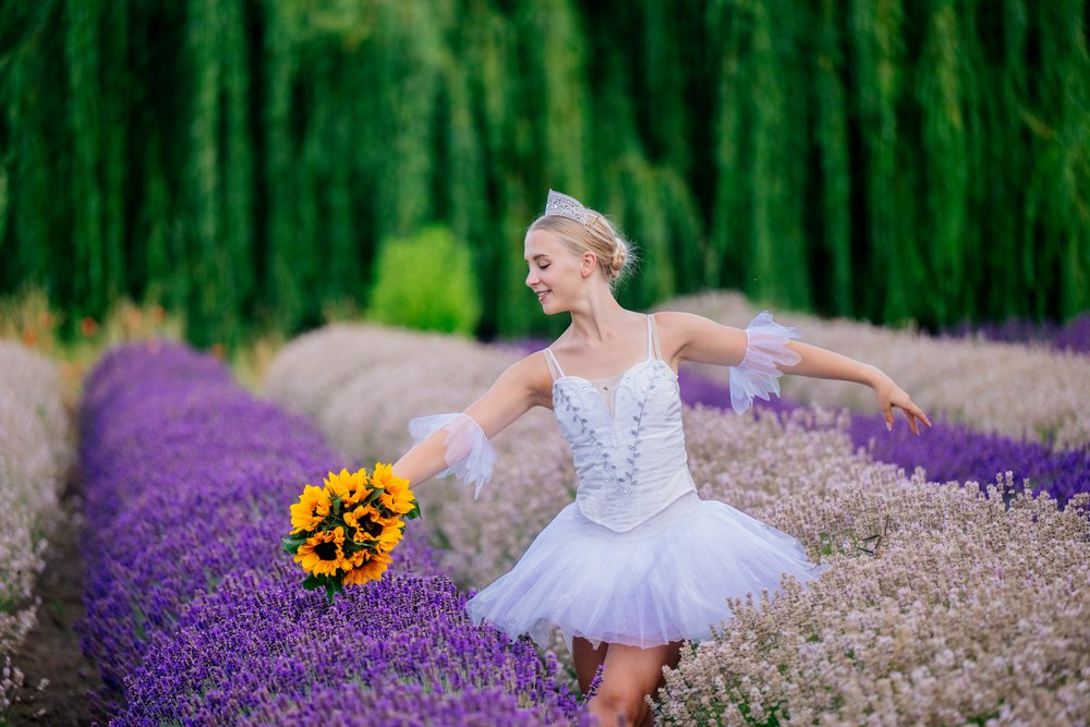 A ballet white dancer dances gracefully