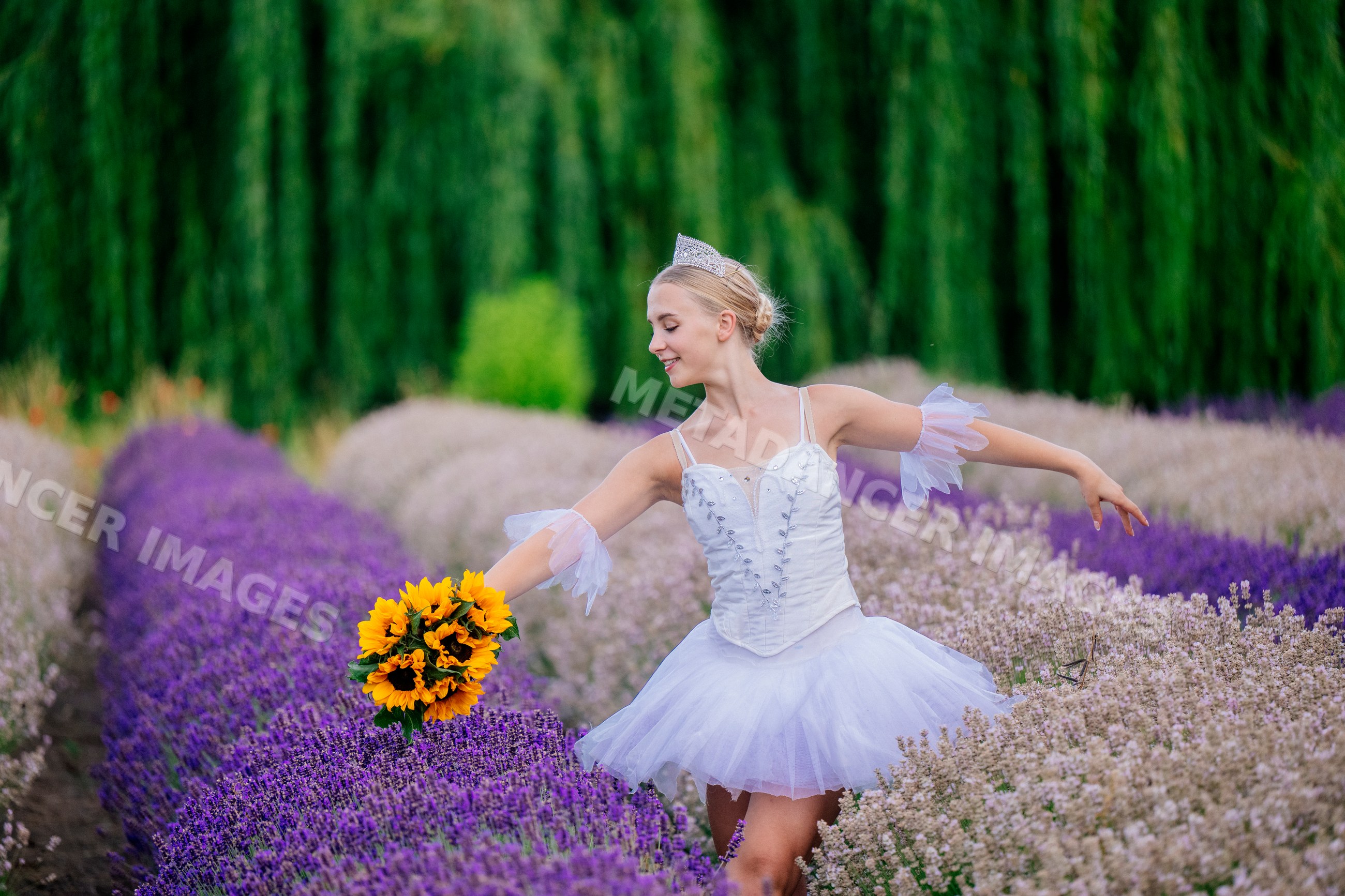A ballet white dancer dances gracefully