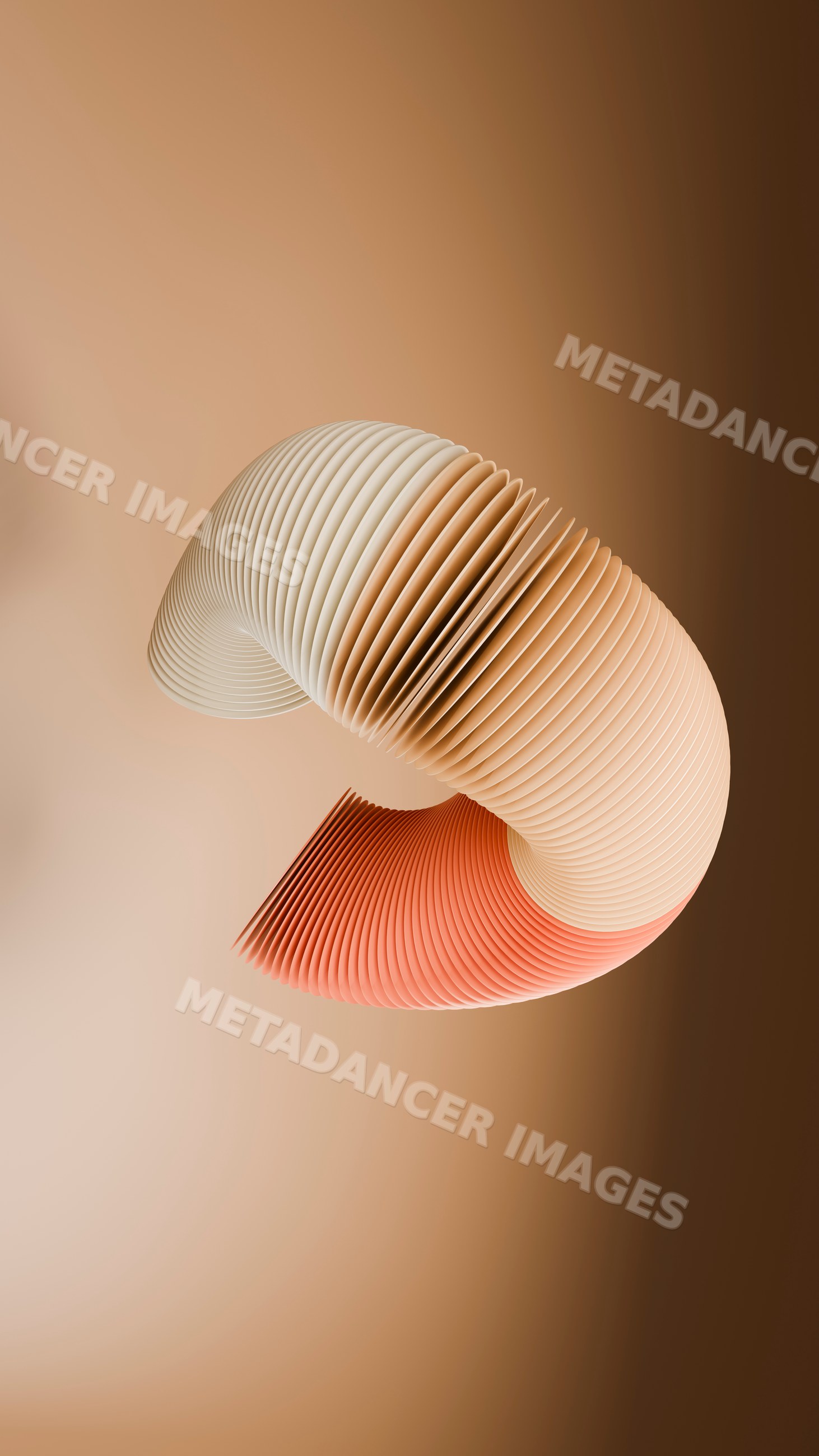 Abstract curved layered 3d illustration in warm neutral tones