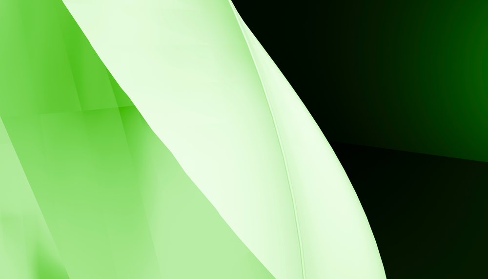 Green abstract geometric shapes with curved surfaces and light