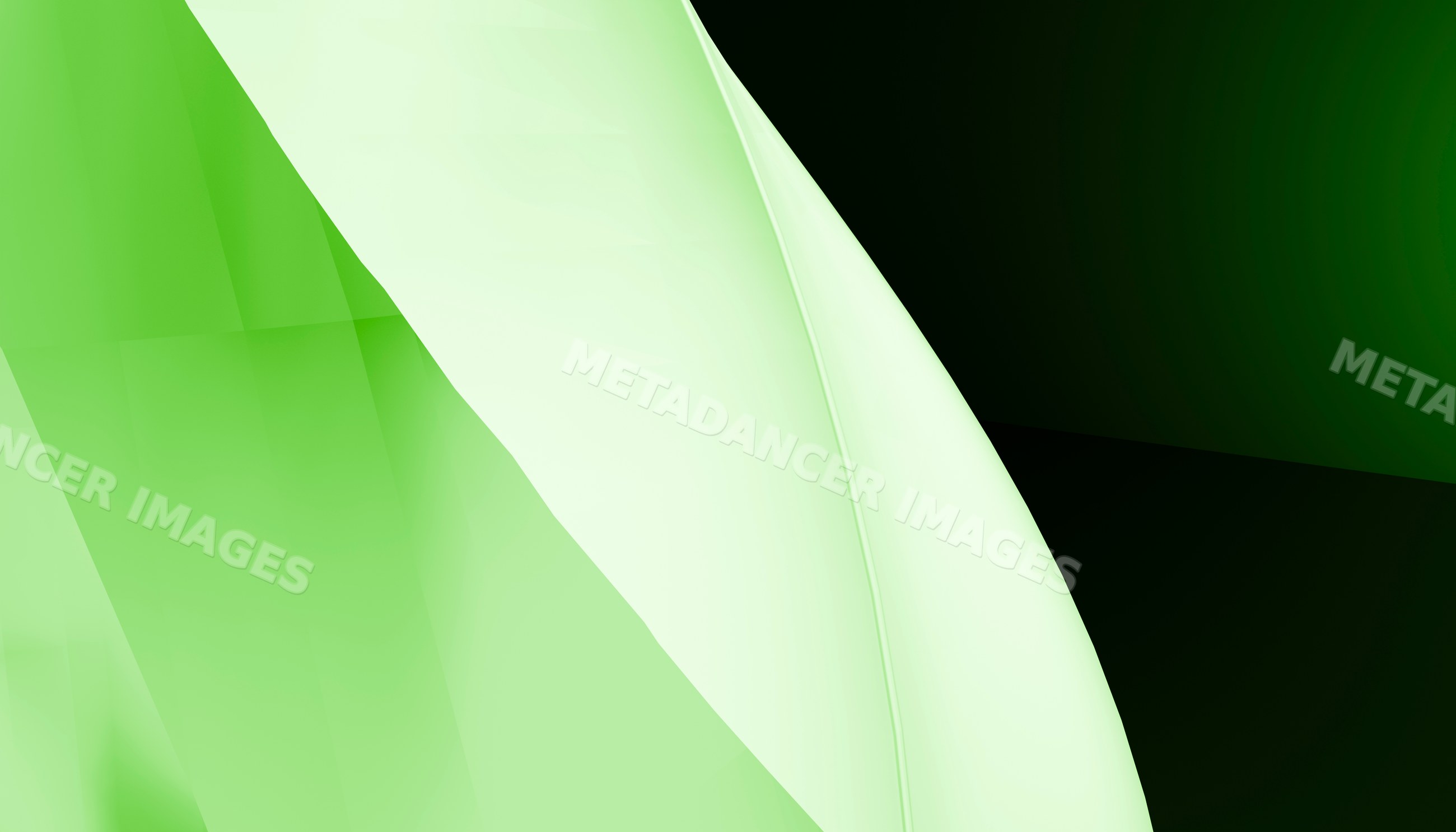 Green abstract geometric shapes with curved surfaces and light