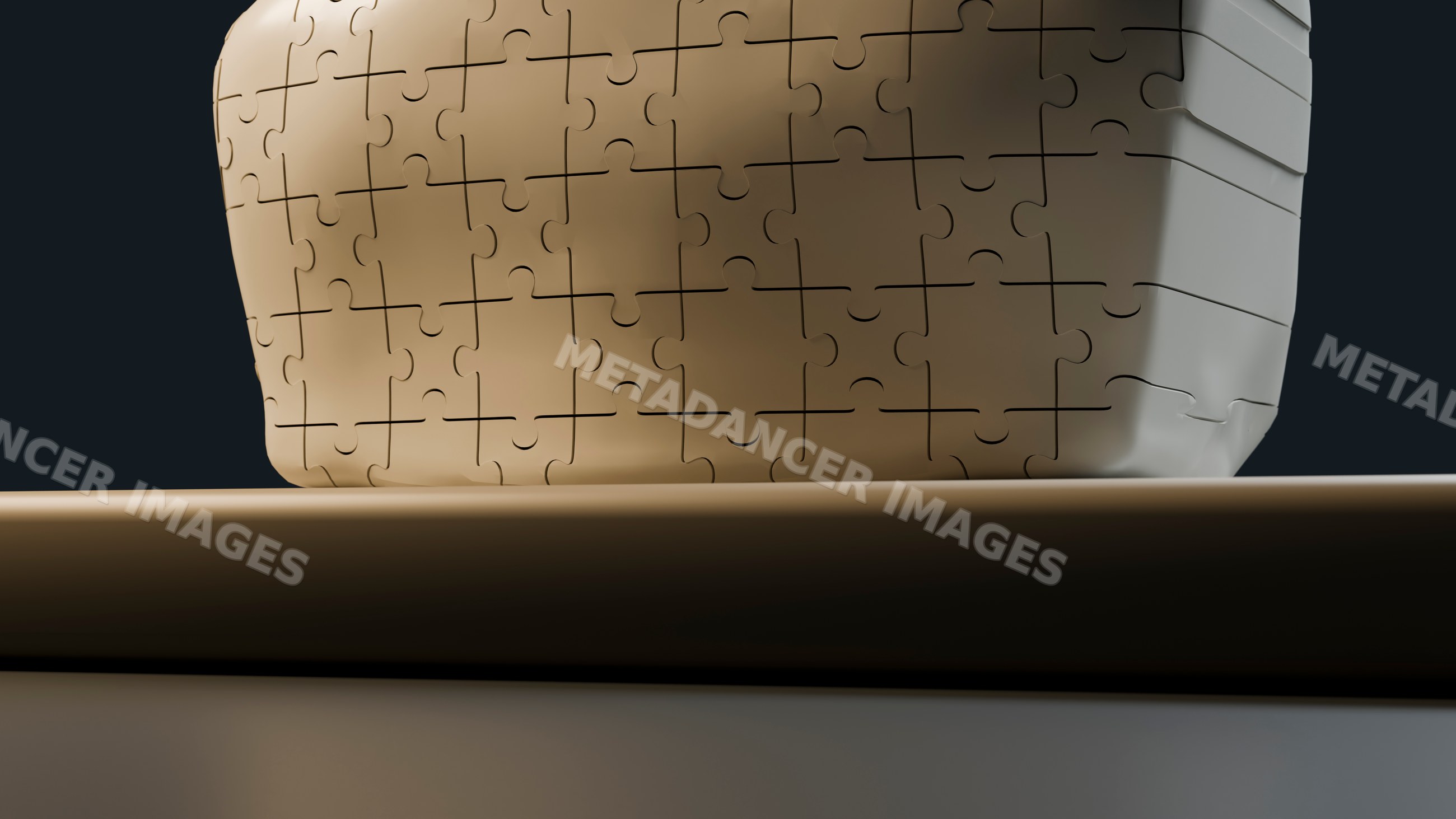 Abstract beige 3d puzzle with interlocking pieces
