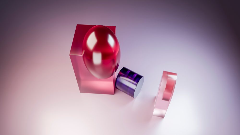 Abstract digital illustration of colorful 3d geometric shapes