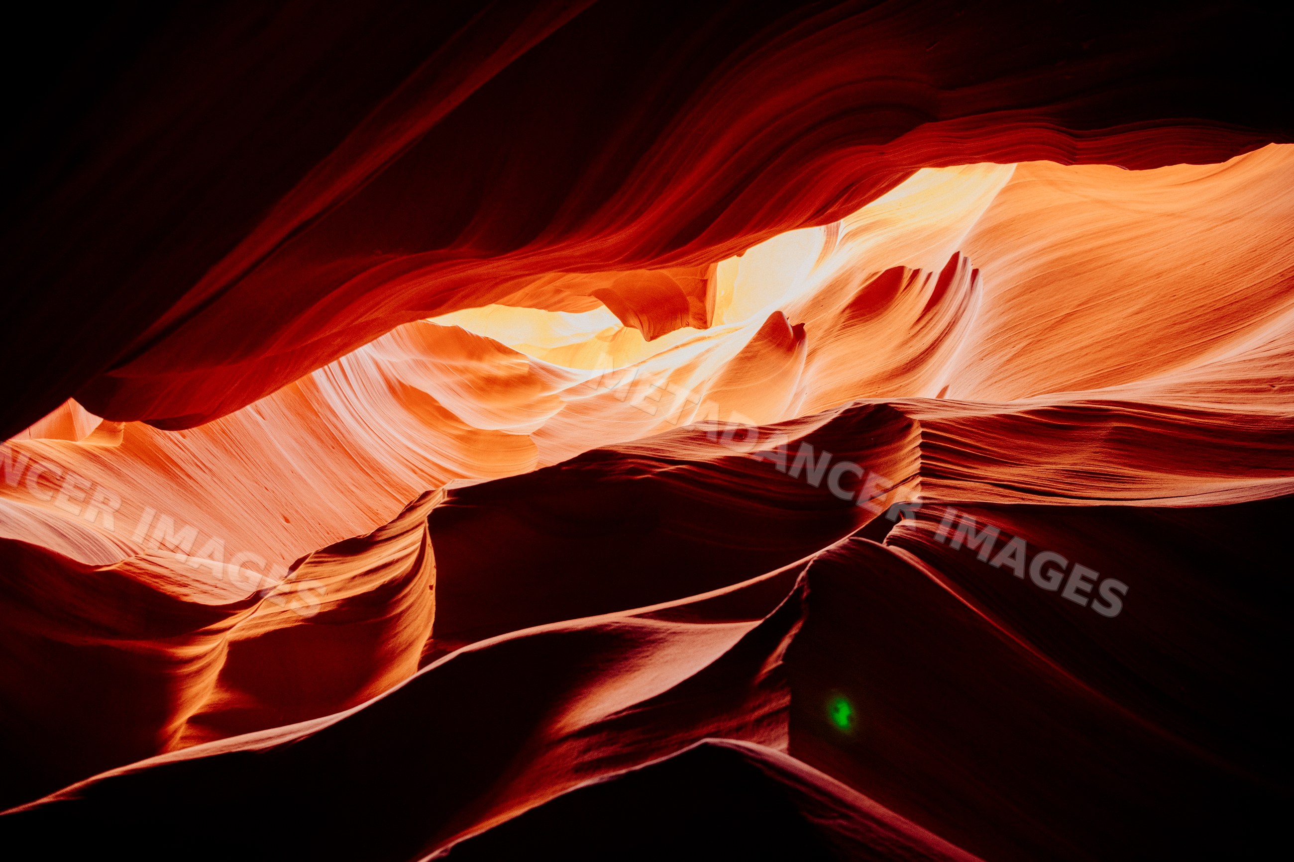 Antelope canyon glowing sandstone rock formations with sunlight