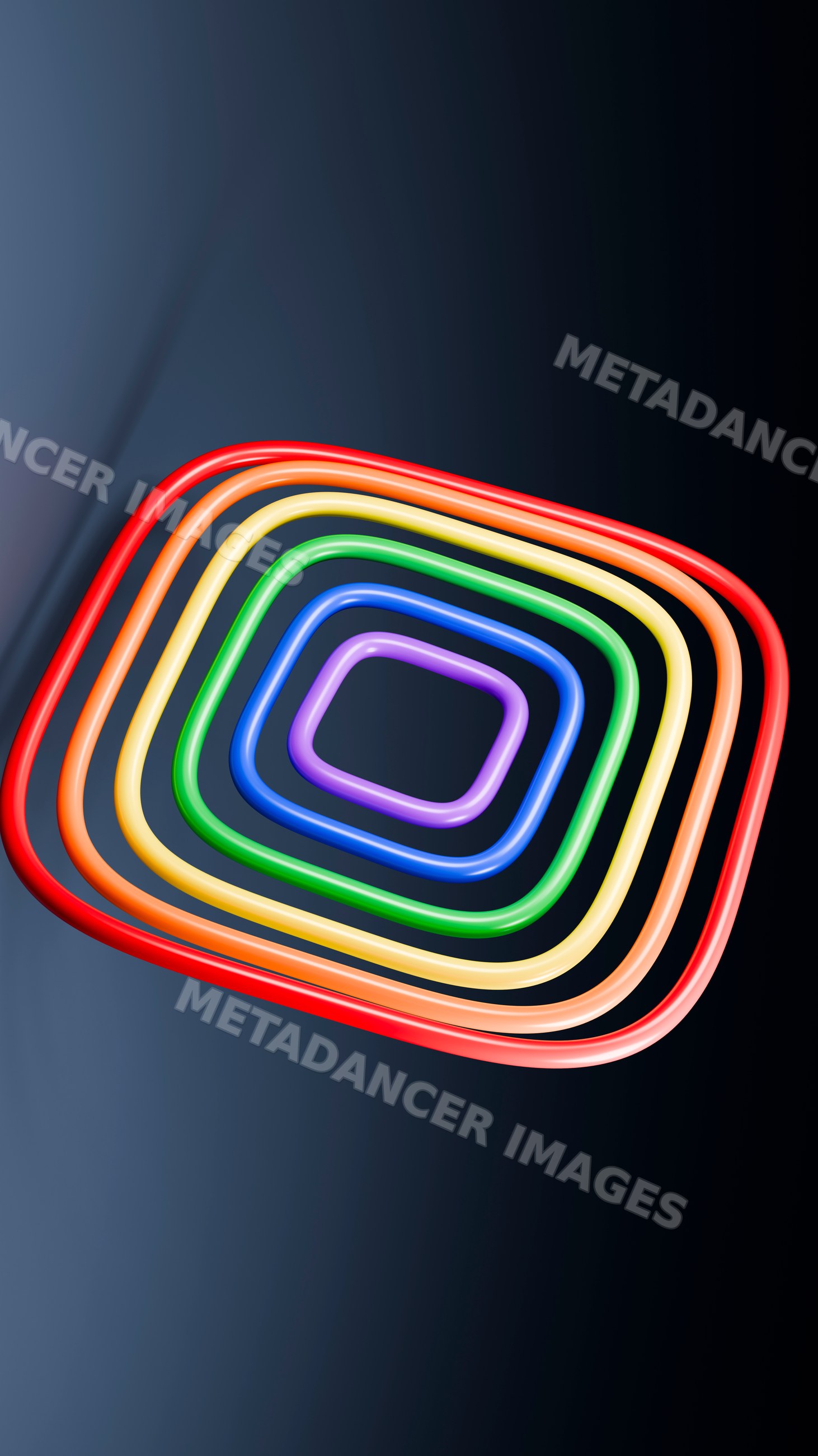 Colorful neon glowing concentric rings in abstract pattern